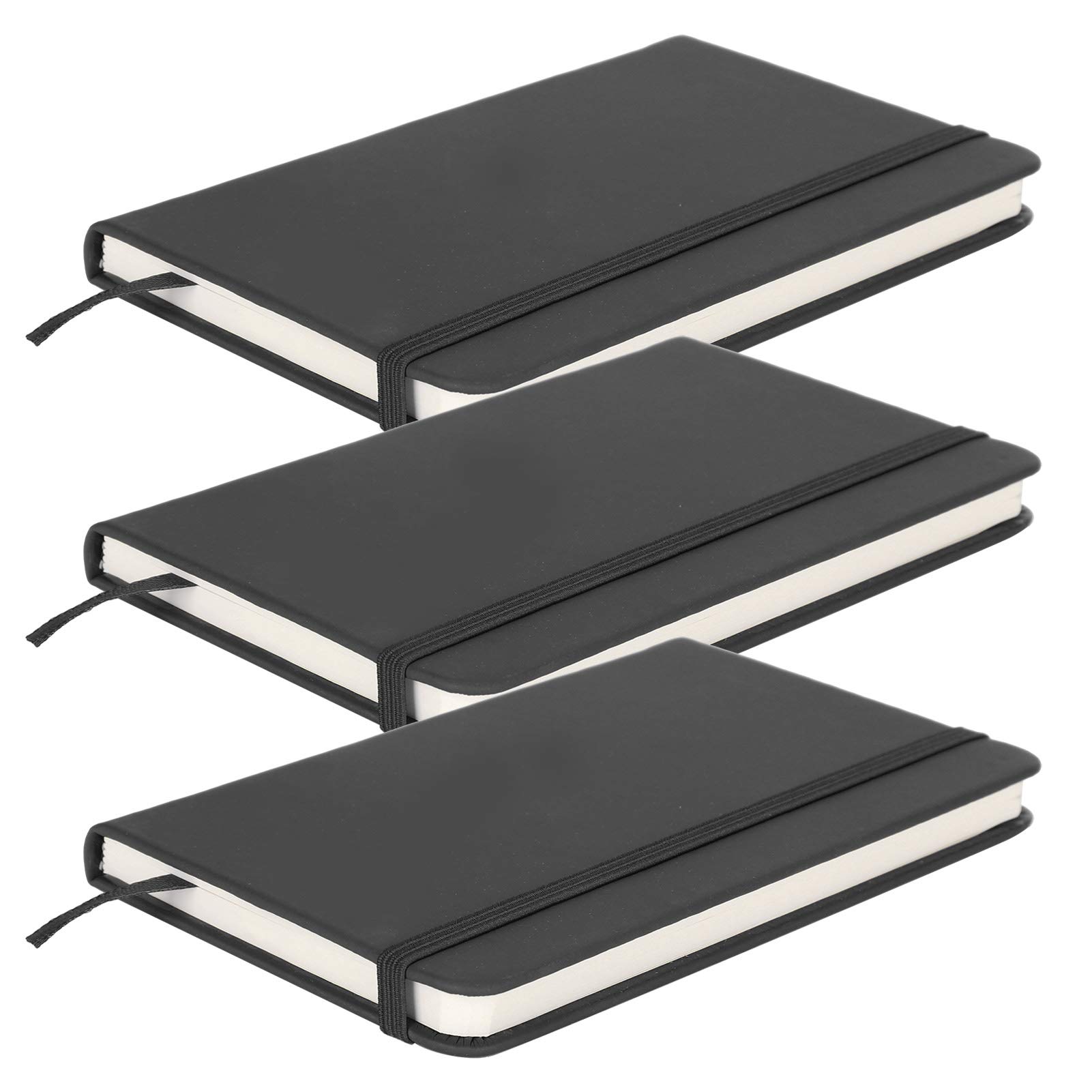 Premium 3-Pack Black PU Leather Notebook Set with Ribbon Bookmark - Professional Business Notepad for Office, School & Journaling | AlvinliteHome