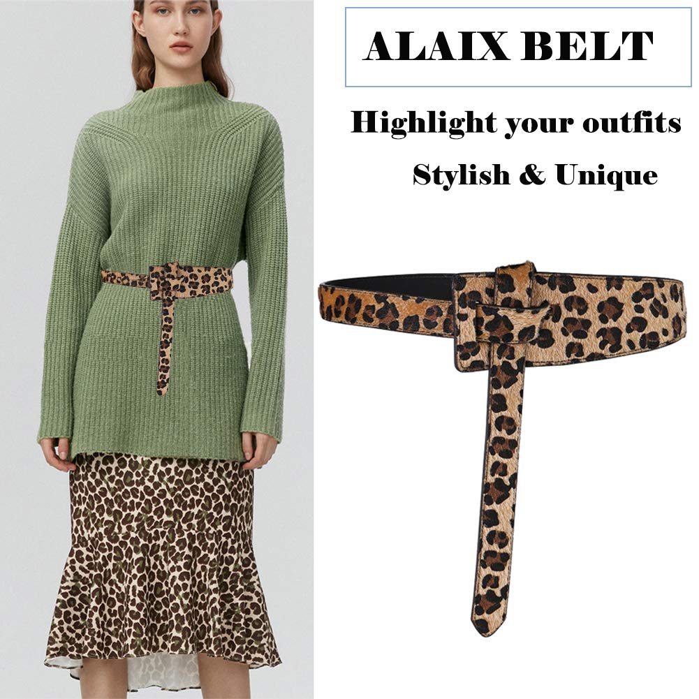 ALAIX Genuine Leather Women's Belt - Stylish Dress Belt for Jeans, Jumpsuits & Coats - Adjustable Knot Design Waist Cincher | Perfect for Office, Date Night & Casual Outfits