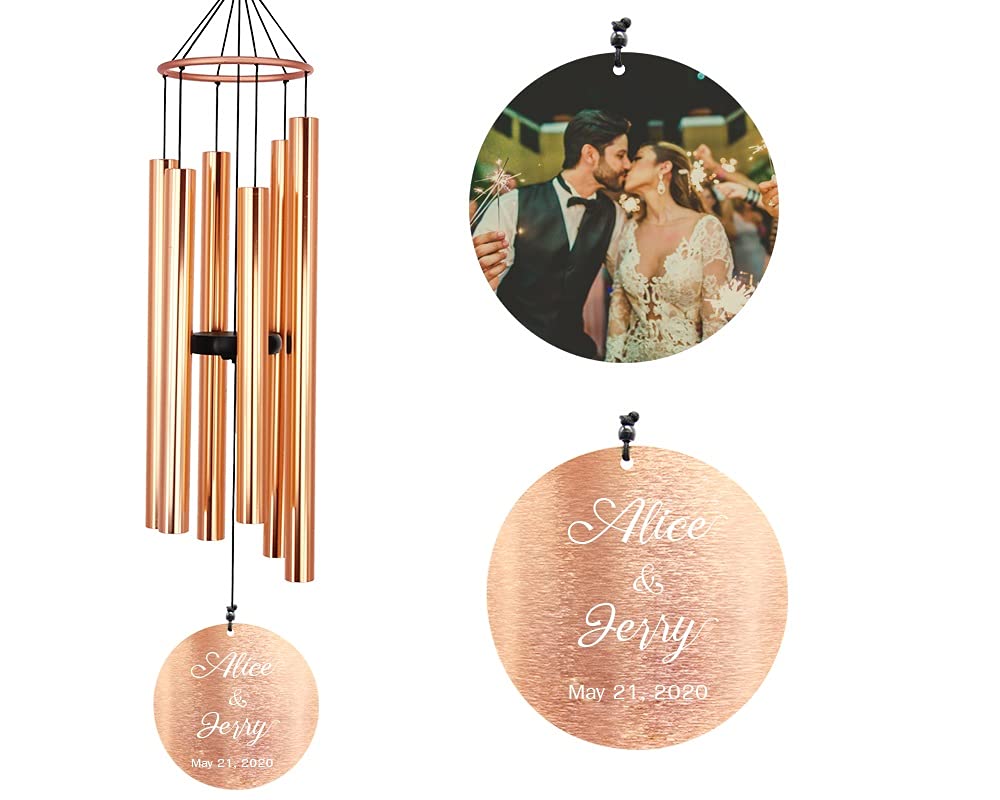 Personalized Anniversary Wind Chimes - Custom Memorial Wind Chime Gift for Wife, Husband, Couples | Unique Housewarming & Wedding Present for Newlyweds | Perfect for Outdoor Garden, Patio & Home Decor