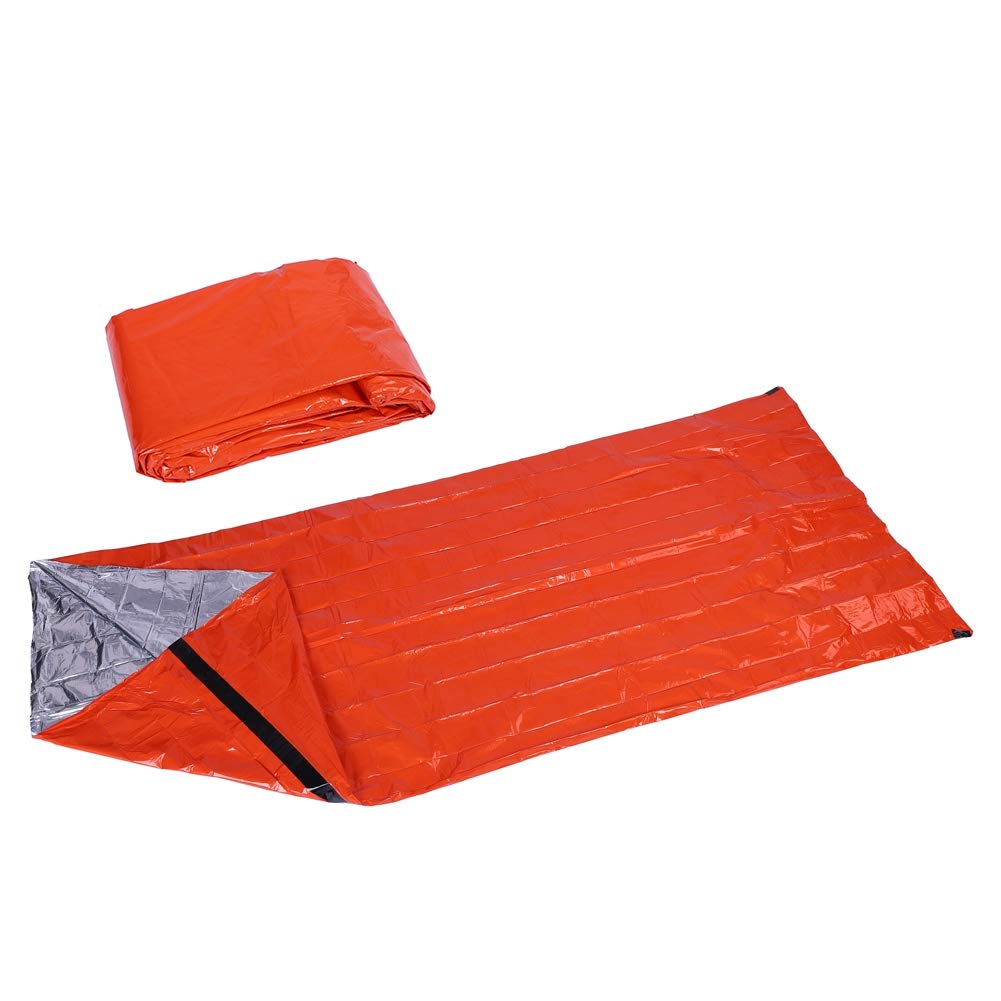 Emergency Sleeping Bag for Outdoor Survival - Waterproof & Lightweight Orange Camping Sleeping Bag for Hiking, Backpacking, and Wilderness Exploration - Perfect for Emergency Kits, Camping Trips, and Cold Weather Adventures