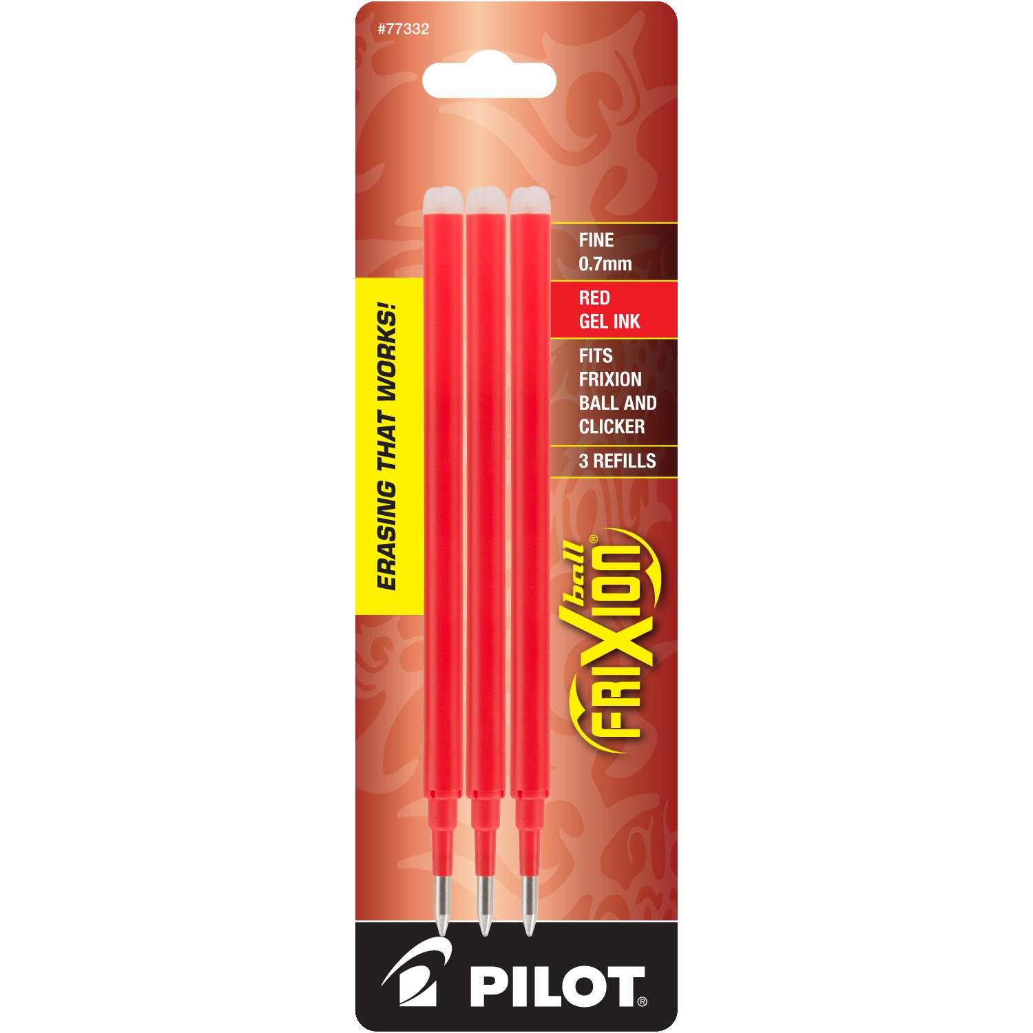 Pilot FriXion Ball 0.7mm Fine Point Gel Ink Refills - 3 Pack Red Erasable Pen Refills for Smooth Writing | Ideal for School, Office & Note-Taking