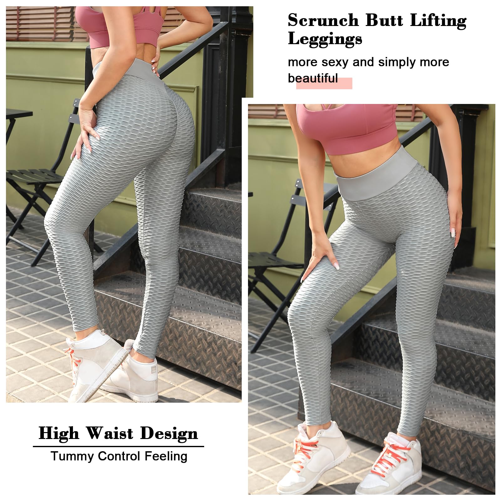 Women's High Waisted Scrunch Butt Lifting Yoga Pants - Tummy Control Workout Leggings for Gym, Running & Booty Enhancement | Textured Tights for Fitness & Everyday Wear