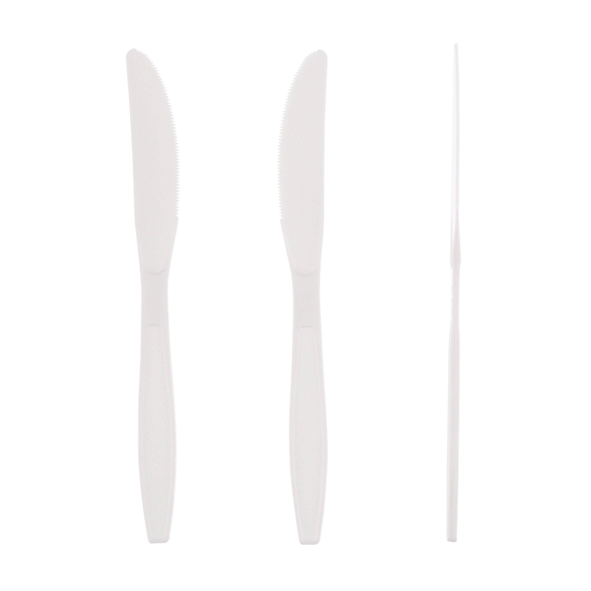 AmerCare Heavy Weight White Polystyrene Knives - 1000 Pack | Disposable Cutlery for Parties, Picnics & Catering | Durable & Eco-Friendly Plastic Knives