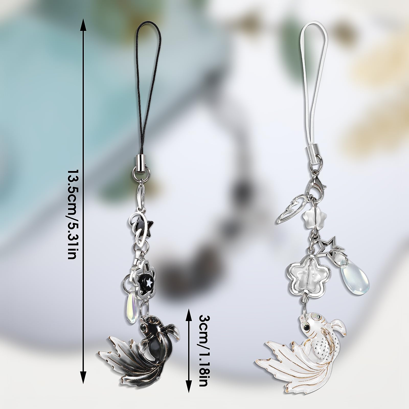 2Pcs Aesthetic Y2K Koi Fish Phone Charm - Beaded Starfish Lanyard for Phone Case, Bag & Keychain Decor - Cute Accessories for Teens, Girls, Kawaii Style (Perfect for School, Work & Everyday Use)