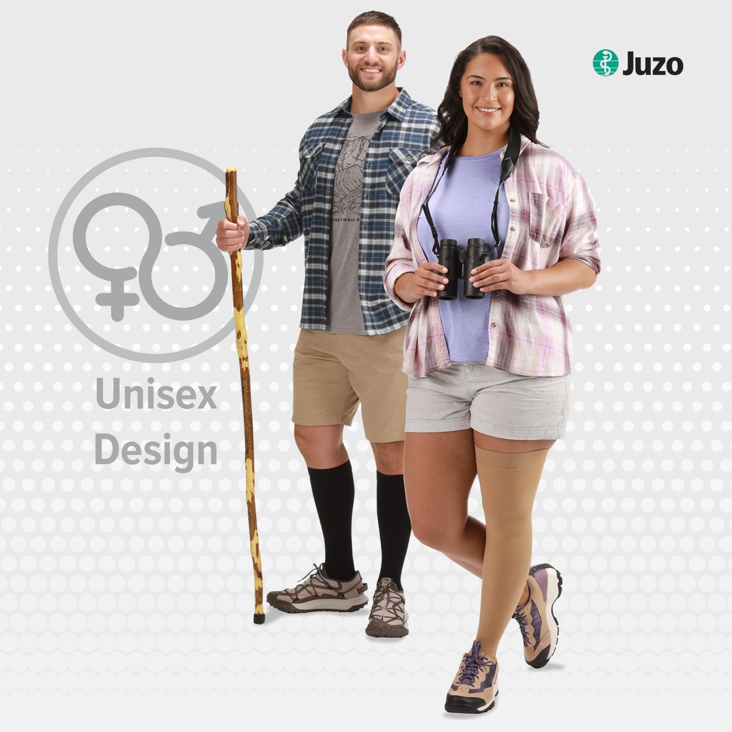 Juzo Dynamic Varin Closed Toe Thigh High Compression Stockings 20-30 mmHg for Men & Women - 2-Way Stretch Medical Grade Support Socks with Silicone Top Band - Made in USA - Black - Petite Size - Ideal for Varicose Veins, Edema & Post-Surgery Recovery