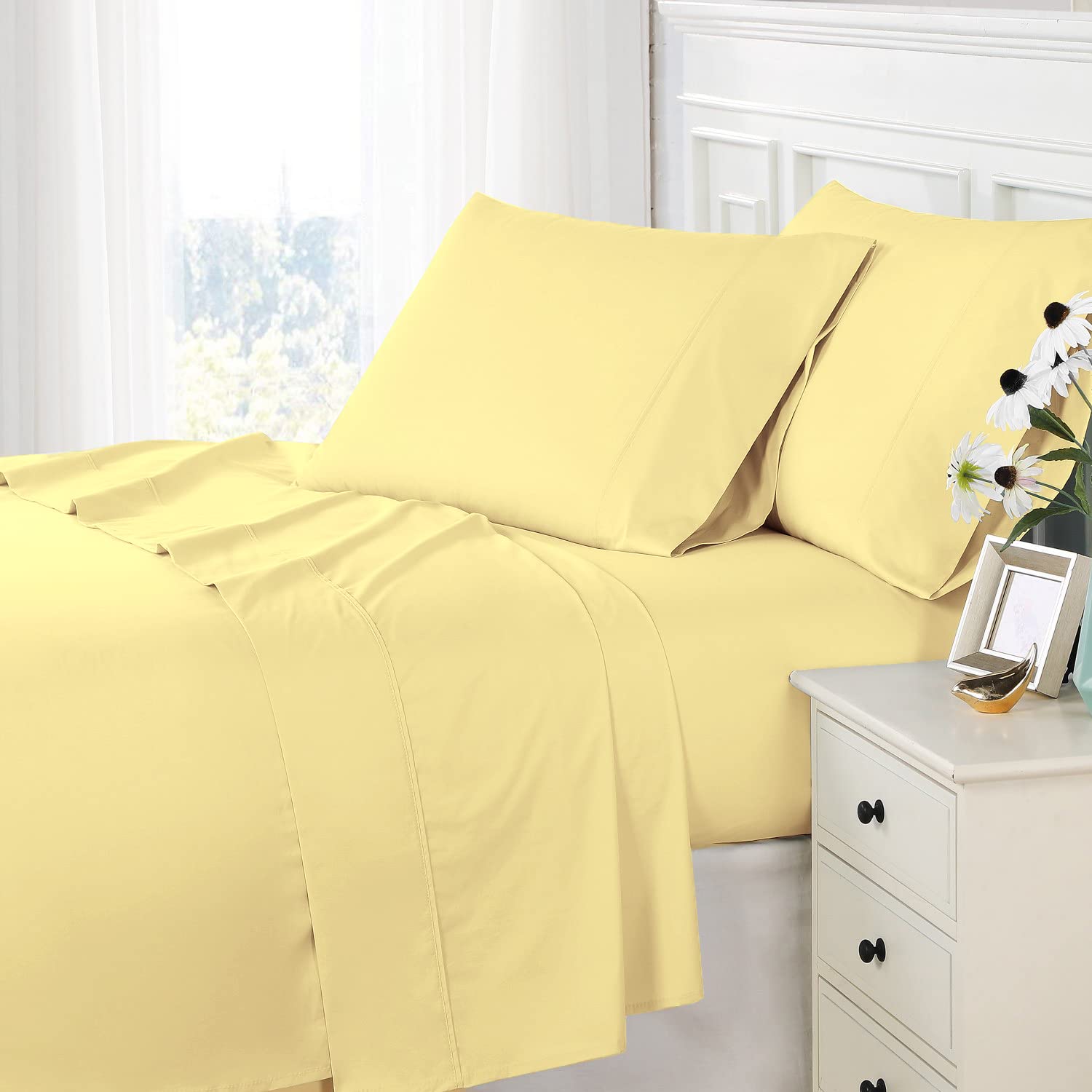 800 Thread Count 100% Long Staple Cotton Queen Sheet Set - Luxury Sateen Bedding for Deep Pockets (Fits 15