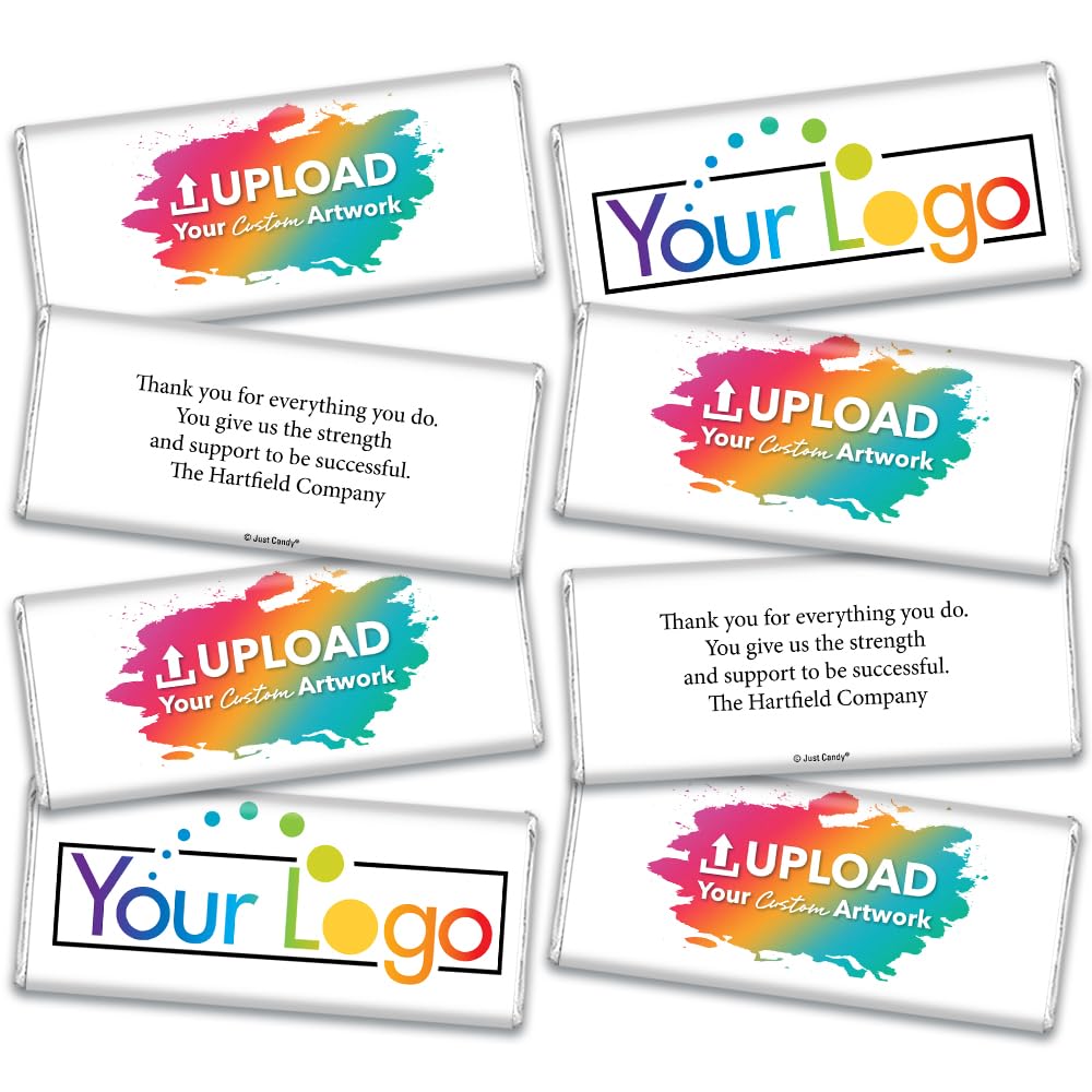 50 Pcs Custom Chocolate Bars with Logo - Bulk Personalized Candy Promotional Products for Weddings, Corporate Events & Branding Gifts