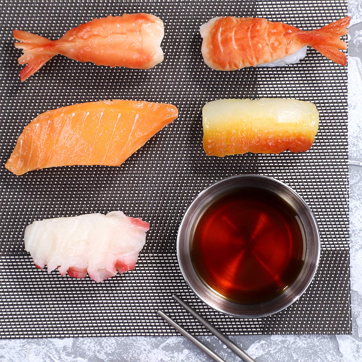 DOITOOL 8PCS Stainless Steel Sushi Dipping Bowls - 3.1 Inch Mini Appetizer Plates for Soy Sauce, Wasabi & Seasonings - Perfect for Sushi Restaurants, Home Dining & Japanese Cuisine