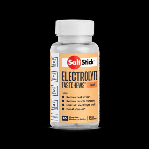 Salt Stick FastChews 60 Electrolyte Tablets - Peach Flavor | Rapid Hydration & Electrolyte Replenishment for Athletes, Runners & Outdoor Activities | Energy Boost for Workouts, Hiking & Sports Performance