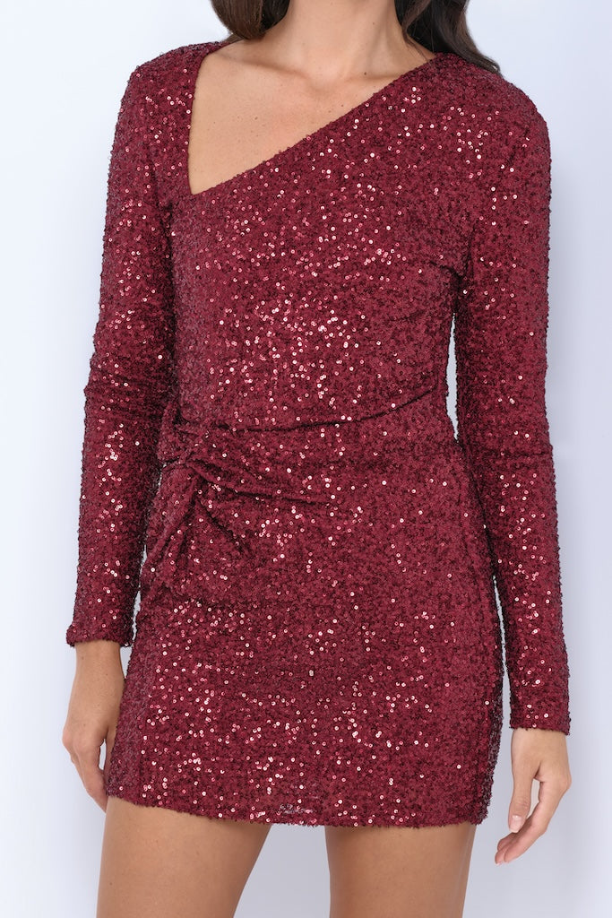 Kia Mini Dress for Women - Burgundy Red Bodycon Party Dress - Perfect for Night Out, Cocktail Party & Date Night