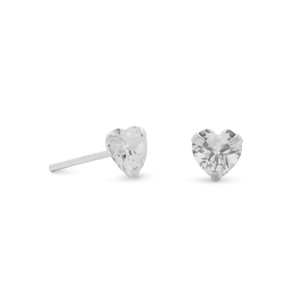 925 Sterling Silver 5x5mm Heart-Shaped Cubic Zirconia Stud Earrings for Women - Hypoallergenic Nickel Free Simulated Diamond Jewelry - Perfect for Valentine's Day, Anniversary Gifts & Everyday Wear