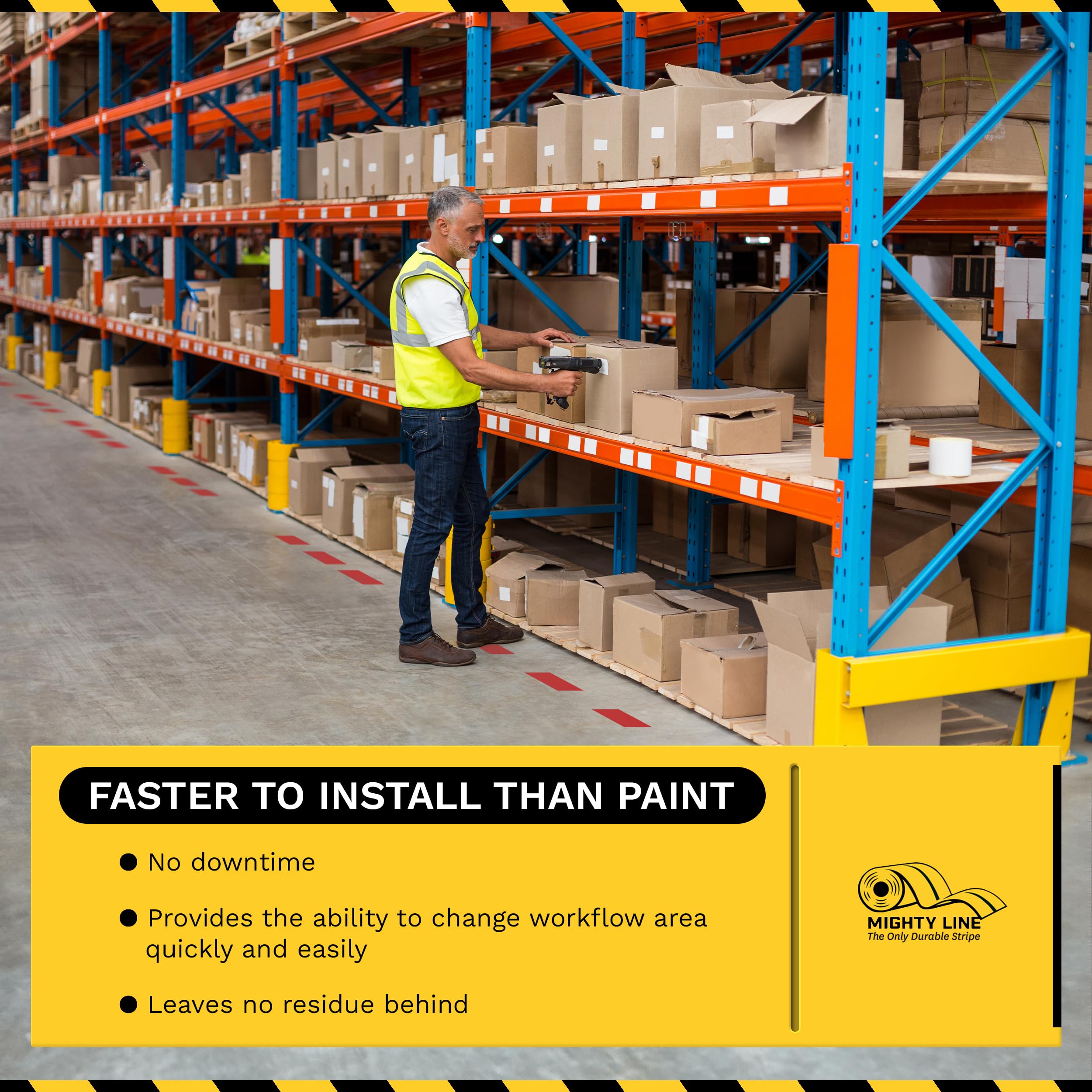 Mighty Line Heavy-Duty Industrial Floor Marking Tape - 6