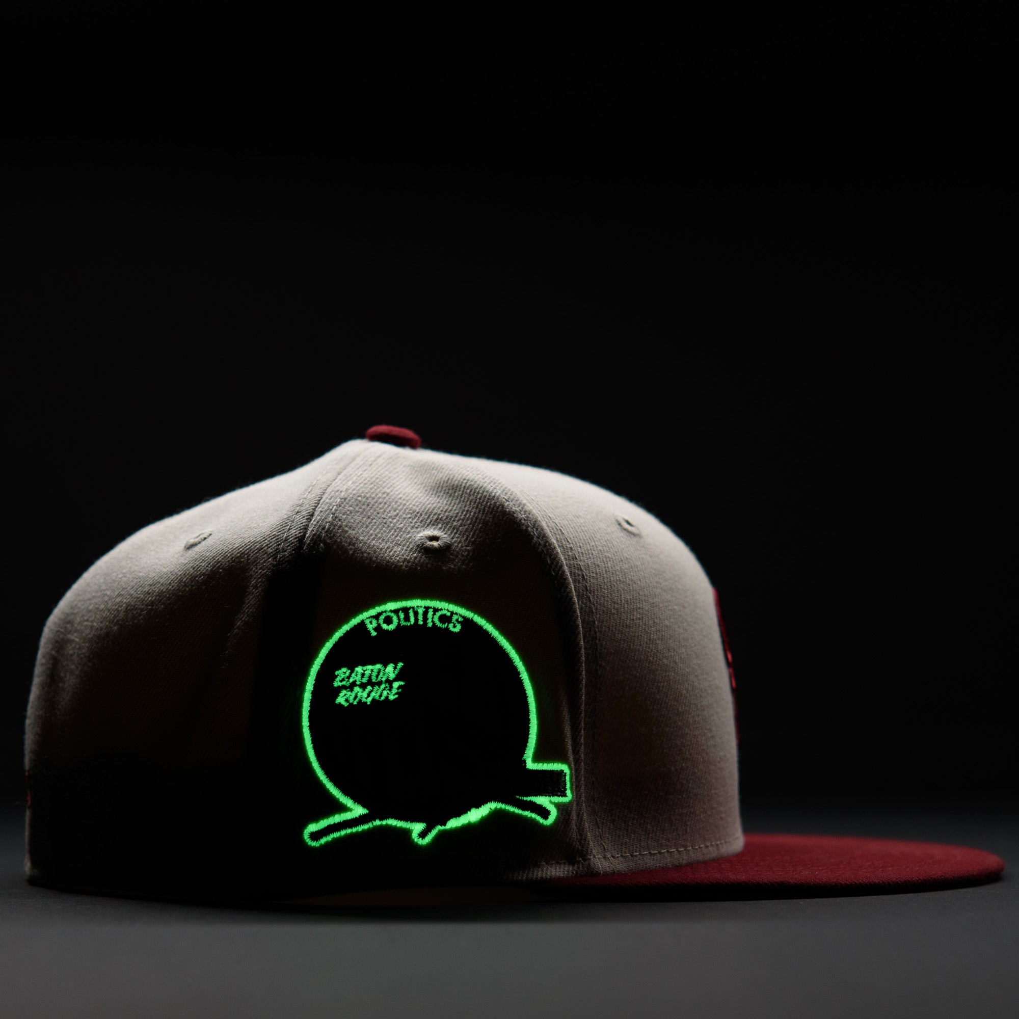 New Era 59FIFTY Fitted Hat - Politics x New Era City Series in Cream/Cardinal Colors | Stylish Baseball Cap for Urban Fashion & Streetwear Enthusiasts