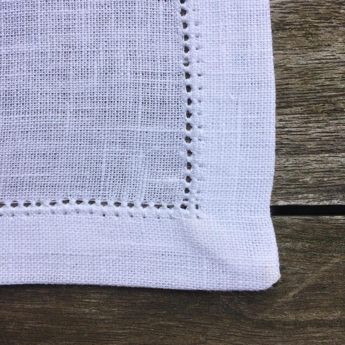 Elegant Hemstitched White Linen Tablecloth with Silver Script Monogram - Perfect for Weddings, Dinner Parties & Formal Dining