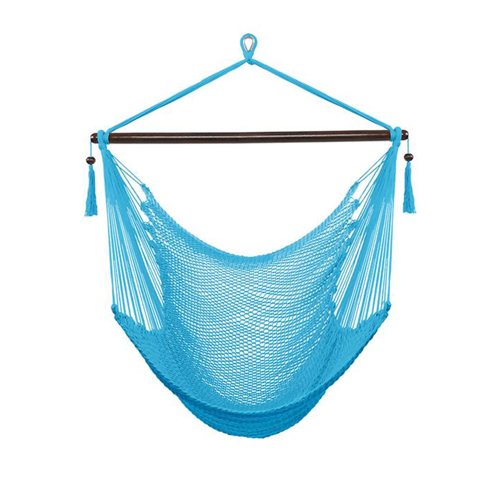 QWERTP Hammock Chair - Soft-Spun Cotton Rope Weaving Hanging Chair with Hardwood Spreader Bar, Wide Seat Lace Swing for Indoor/Outdoor Use - Perfect for Garden, Yard, Patio, and Relaxation