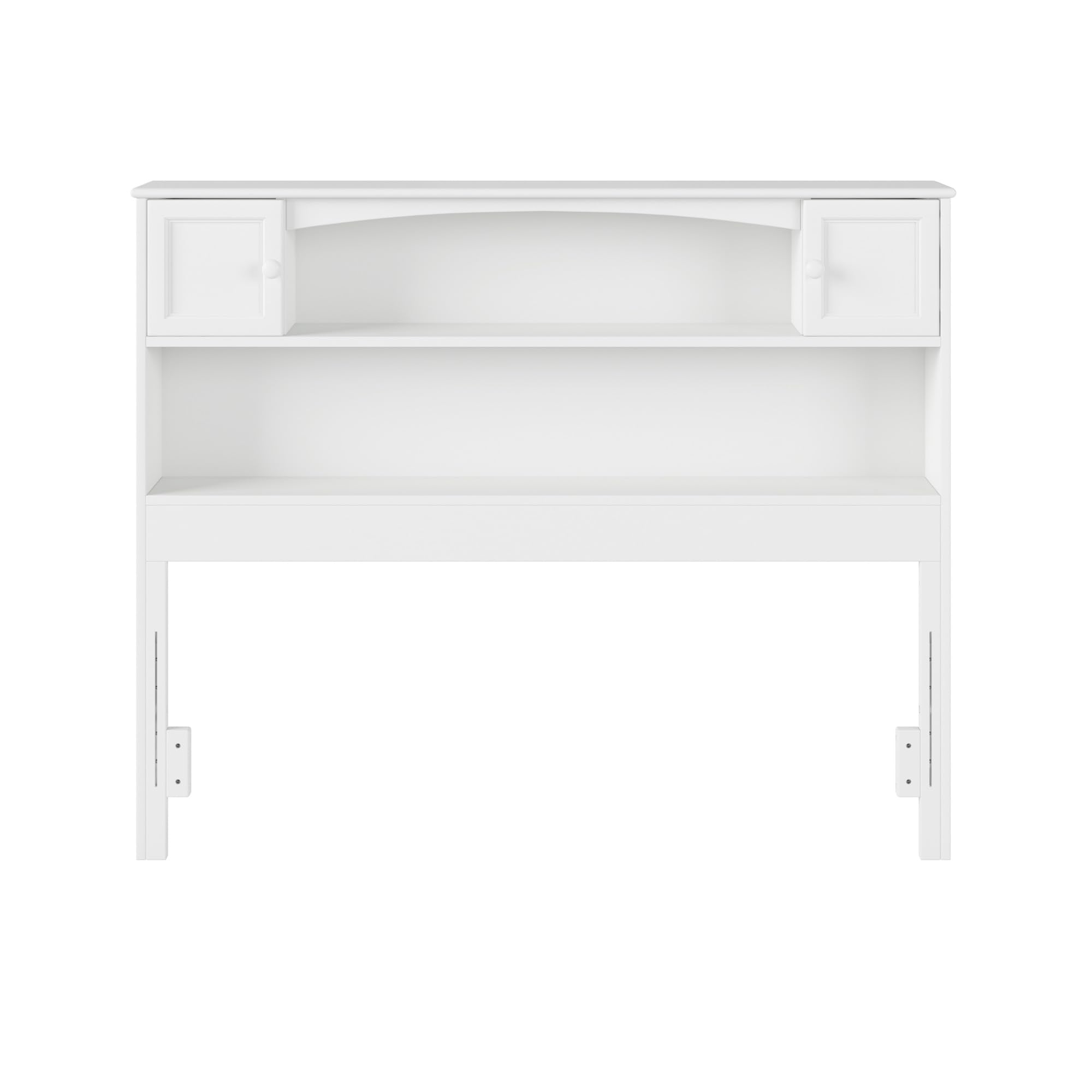 AFI Newport Full Size Bookcase Headboard with USB Charging Ports - White Wooden Bed Frame with Storage Shelves for Bedroom, Living Room, or Dorm Organization