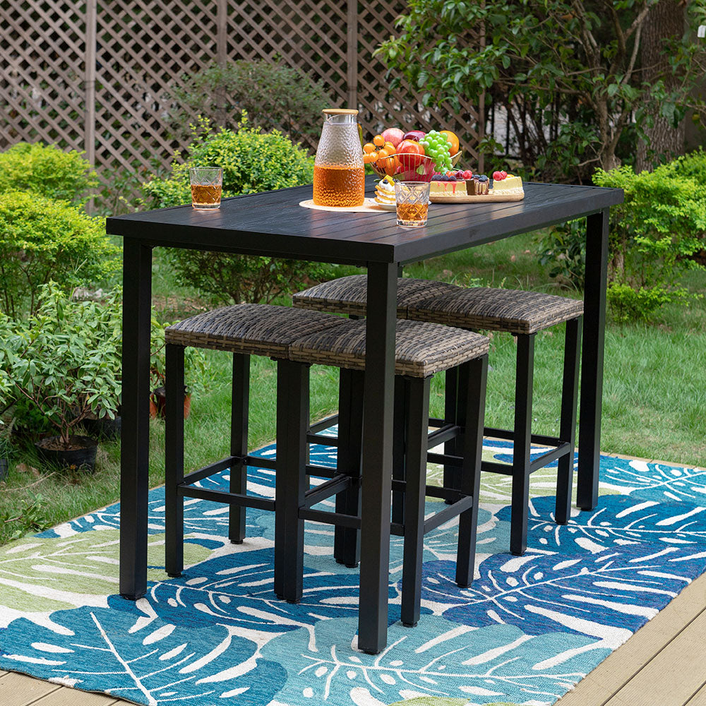 Phi Villa 5-Piece Bar Height Dining Set - Modern Counter Height Table and Stools for Kitchen, Breakfast Nook, or Small Space Dining