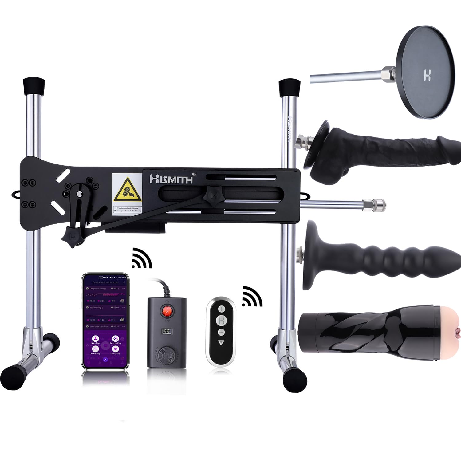 Hismith Premium Sex Machine with APP Remote Control - KlicLok System, Silicone Dildos & Male Masturbator Attachments Bundle - Perfect for Couples Play, Solo Exploration & BDSM Scenes
