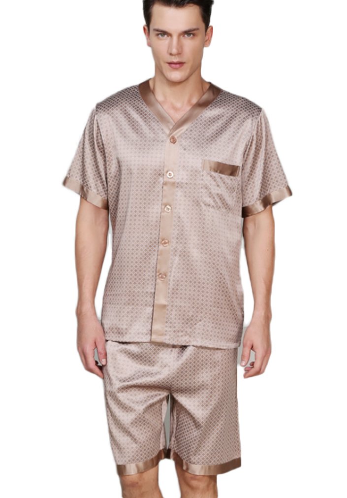 Premium Mulberry Silk Pajama Set for Men - 100% Pure Silk Sleepwear with Comfortable Fit - Perfect for Lounging, Travel & Luxury Sleep