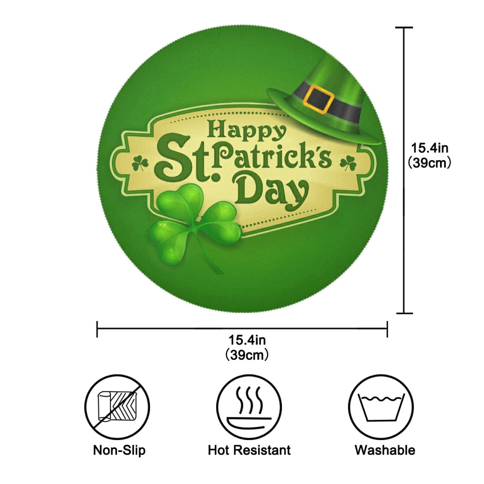 4 Pack St. Patrick's Day Themed Heat-Resistant Placemats - Washable Kitchen & Dining Table Mats for Irish Holiday Decor, Party Dinner & Home Celebration