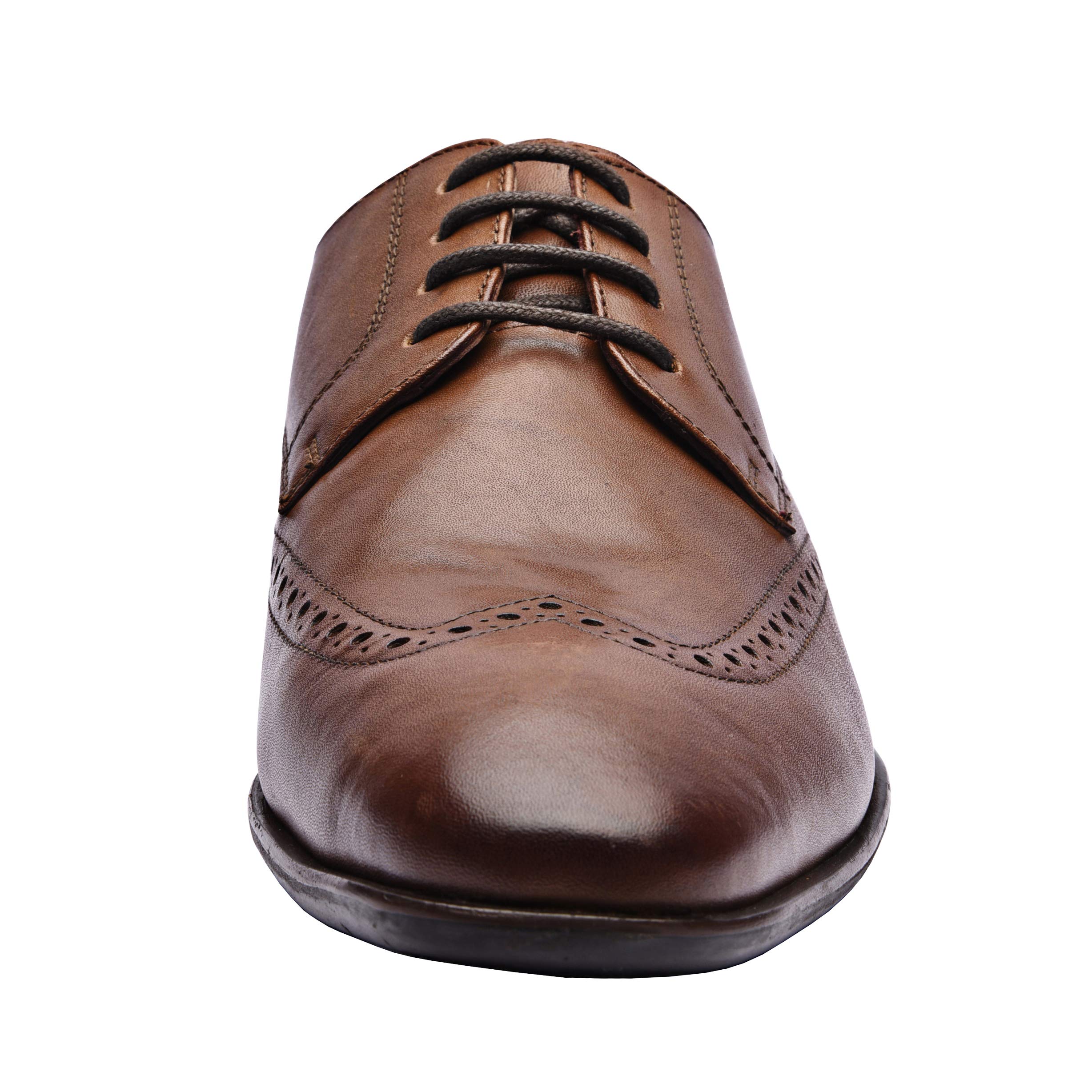 Andre Genuine Leather Men's Wingtip Oxford Dress Shoes - Lace Up Low Heel TPR Sole for Business & Formal Wear - Comfortable Office & Wedding Shoes