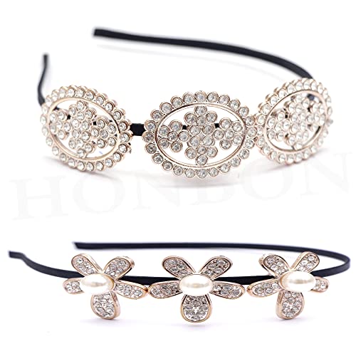 Honbon Sparkly Rhinestone Bridal Hair Vines - 2pc Crystal Wedding Headpiece for Women & Girls | Elegant Floral Headband & Hair Accessories for Brides, Prom, Parties & Special Occasions