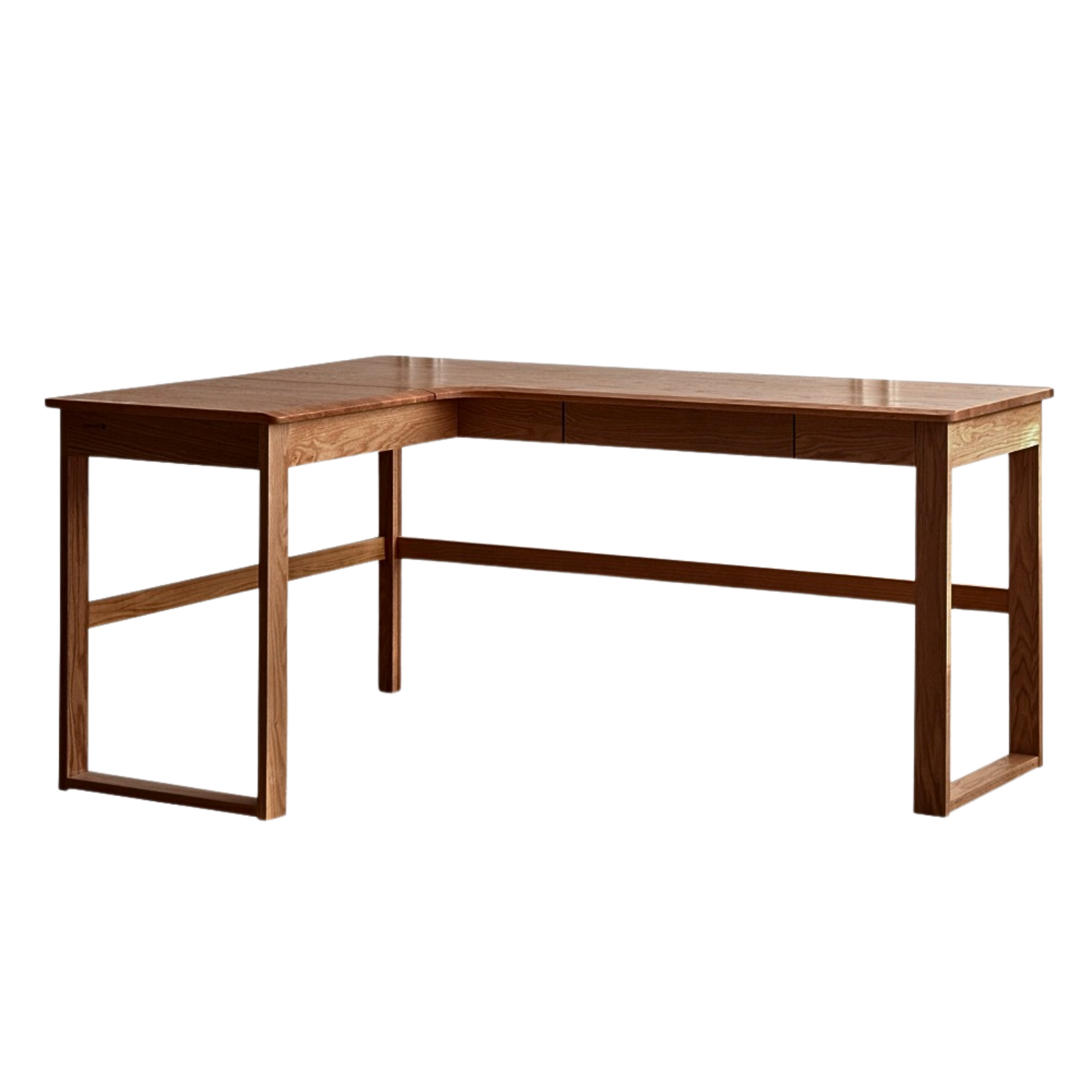 Solid Oak Wood L-Shaped Corner Office Desk - Modern Home & Office Workspace Solution for Productivity & Comfort