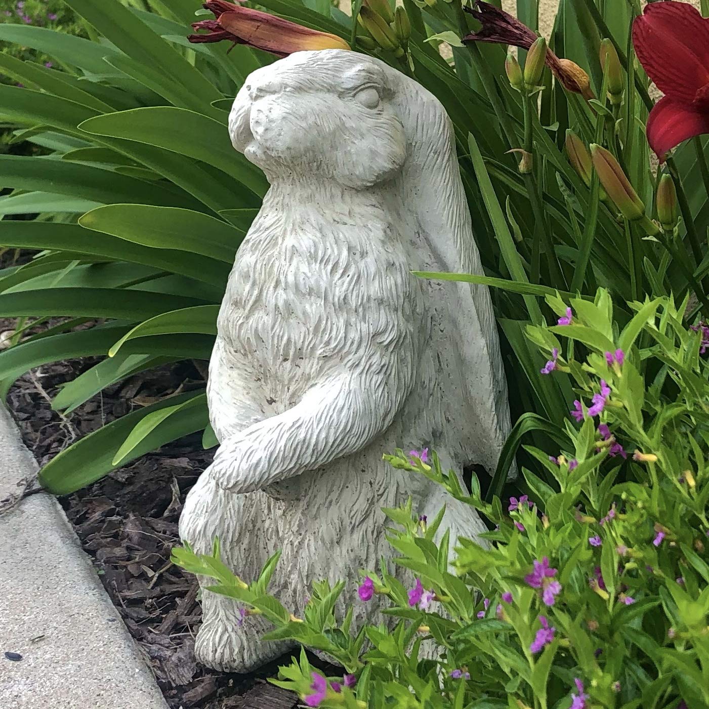 Vintage English Hare Statue - Solid Durable Stone Garden Decor with Aged Texture | Handcrafted in USA | Perfect for Outdoor Patio, Lawn Decor & Indoor Home Decoration | Classic White Hare Sculpture