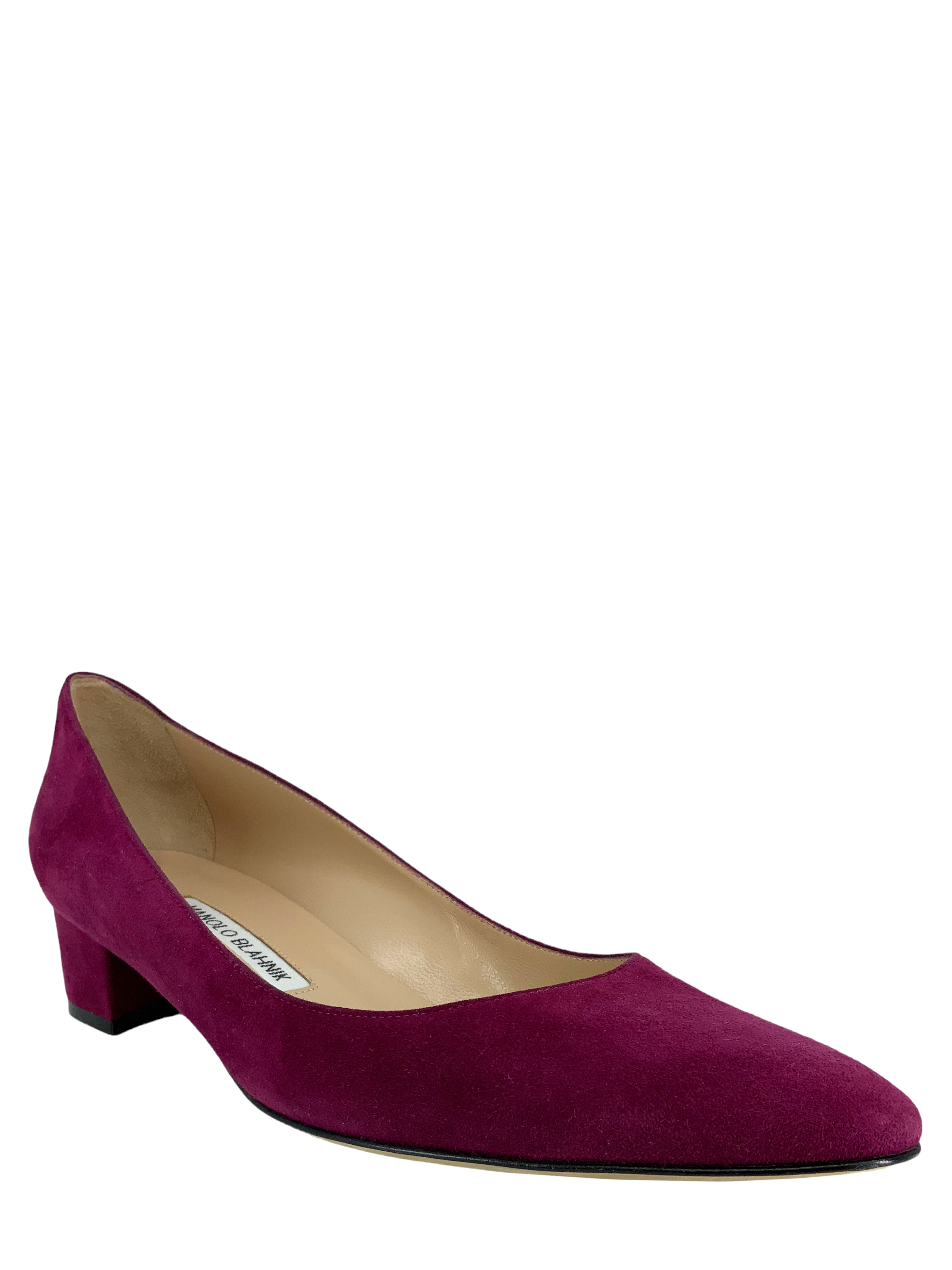 Manolo Blahnik Listony Block Heel Suede Pumps Size 9.5 - Elegant Women's Dress Shoes for Weddings, Parties & Office Wear