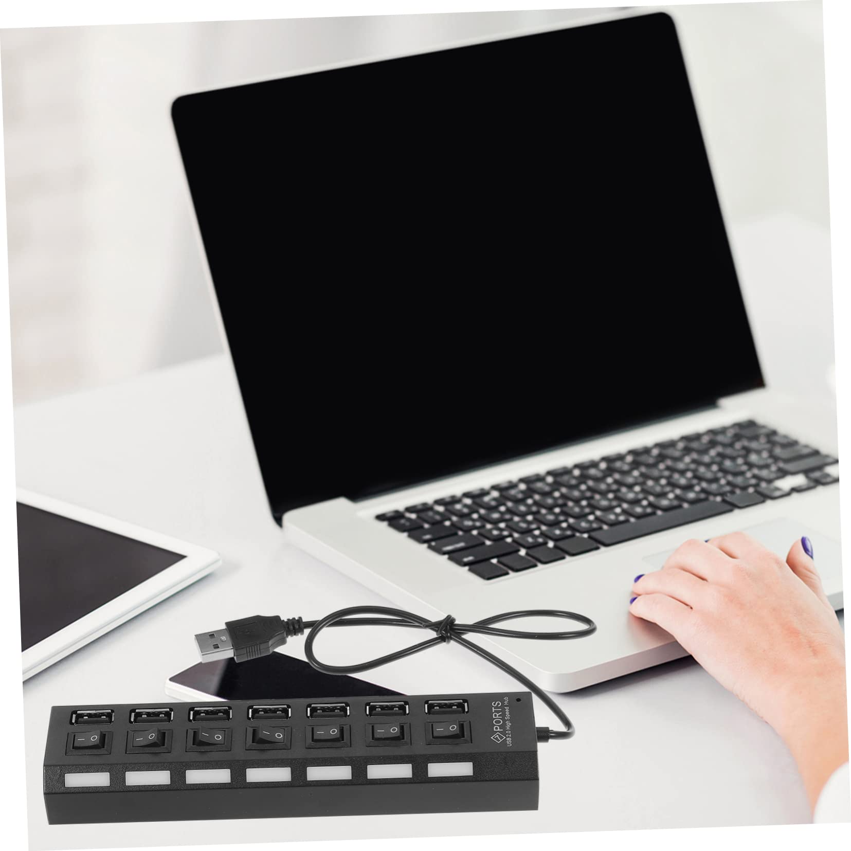 HOMSFOU 2-Port USB Hub Splitter - 7-in-1 USB Expansion Adapter for Laptop, PC, MacBook - Extra USB Ports for Charging, Data Transfer, Keyboard, Mouse, Flash Drives - Perfect for Home Office & Travel Use