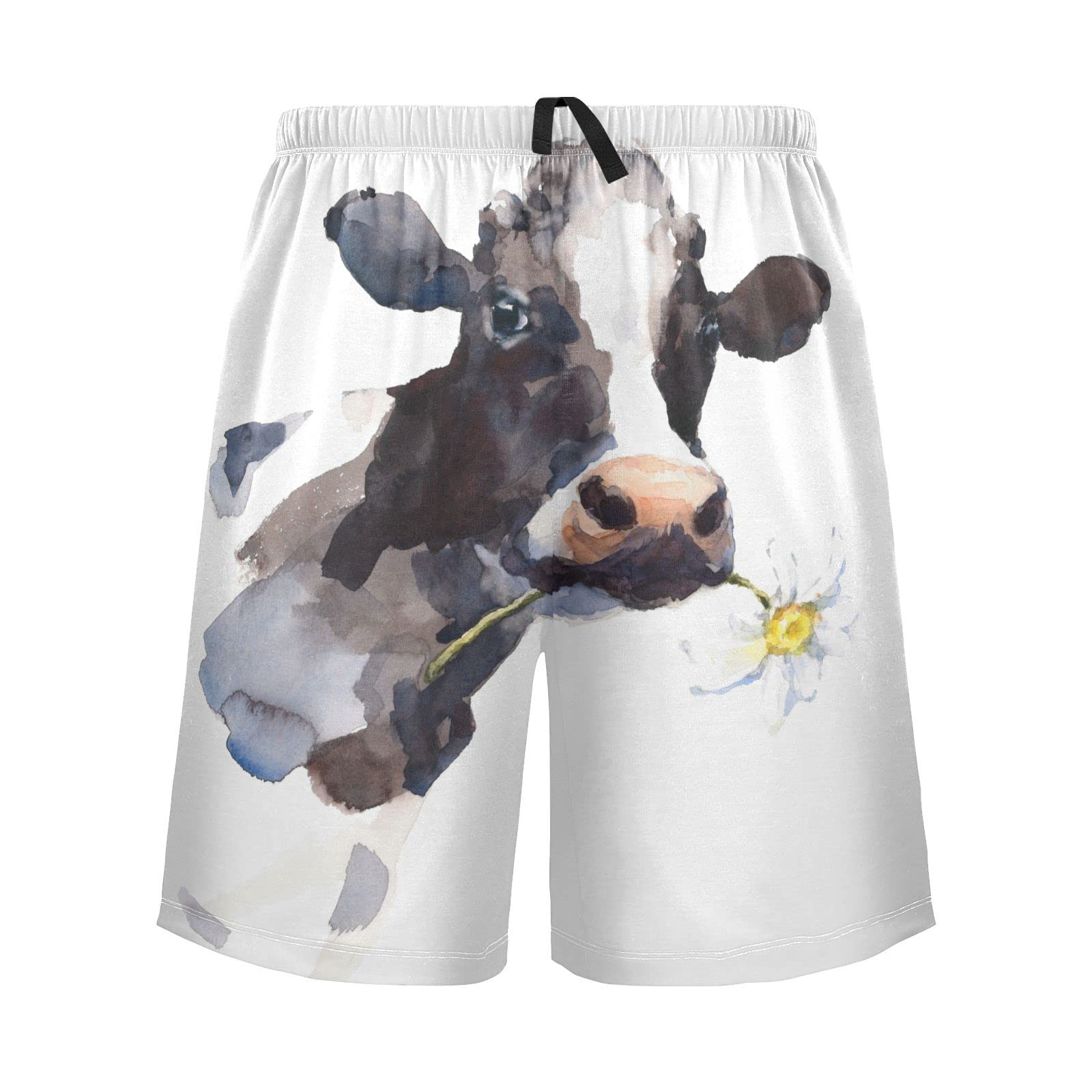 Pigsaly Men's Athletic Shorts - Watercolor Farm Animal Print, Comfortable Hiking & Sleepwear Pajama Bottoms for Outdoor Activities & Lounge