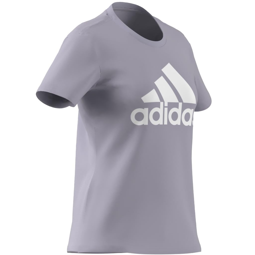 adidas Women's Essential Logo Loungewear T-Shirt - Soft Cotton Comfort for Casual Wear, Home Relaxation & Athleisure Outfits