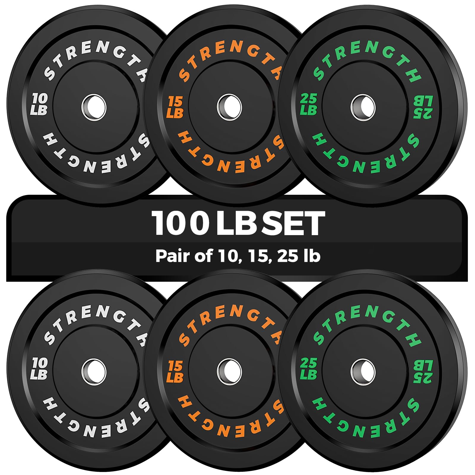 Olympic Rubber Bumper Weight Plates - 2 Inch Thick Home Gym Equipment for CrossFit, Powerlifting & Strength Training - Perfect for Deadlifts, Squats & Functional Fitness Workouts