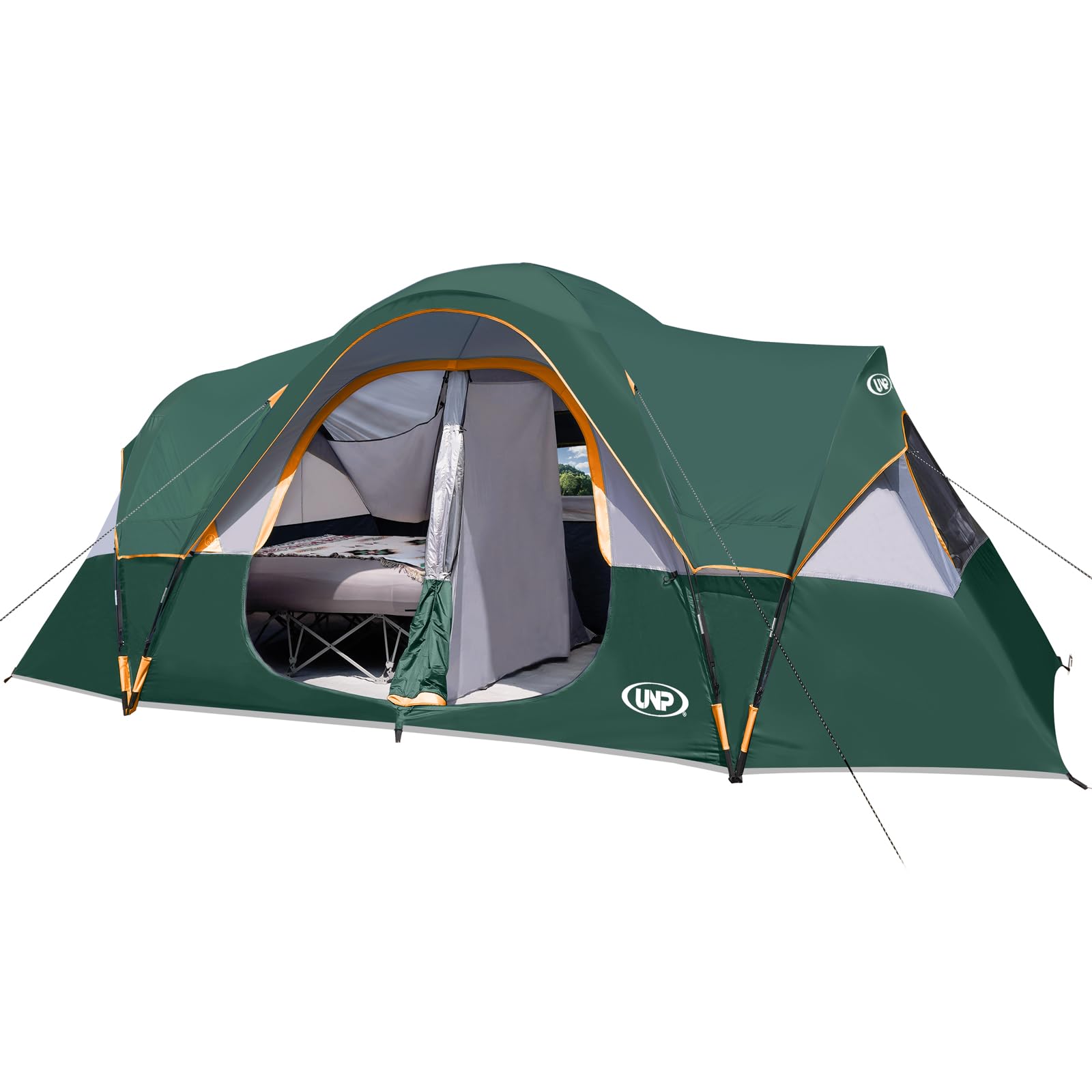 UNP 10-Person Family Camping Tent - Large Easy Setup 2-Room Tent with 5 Mesh Windows, Waterproof & Weather Resistant (18ft x 9ft x 78in) - Perfect for Family Camping, Outdoor Adventures, Music Festivals and Backyard Parties