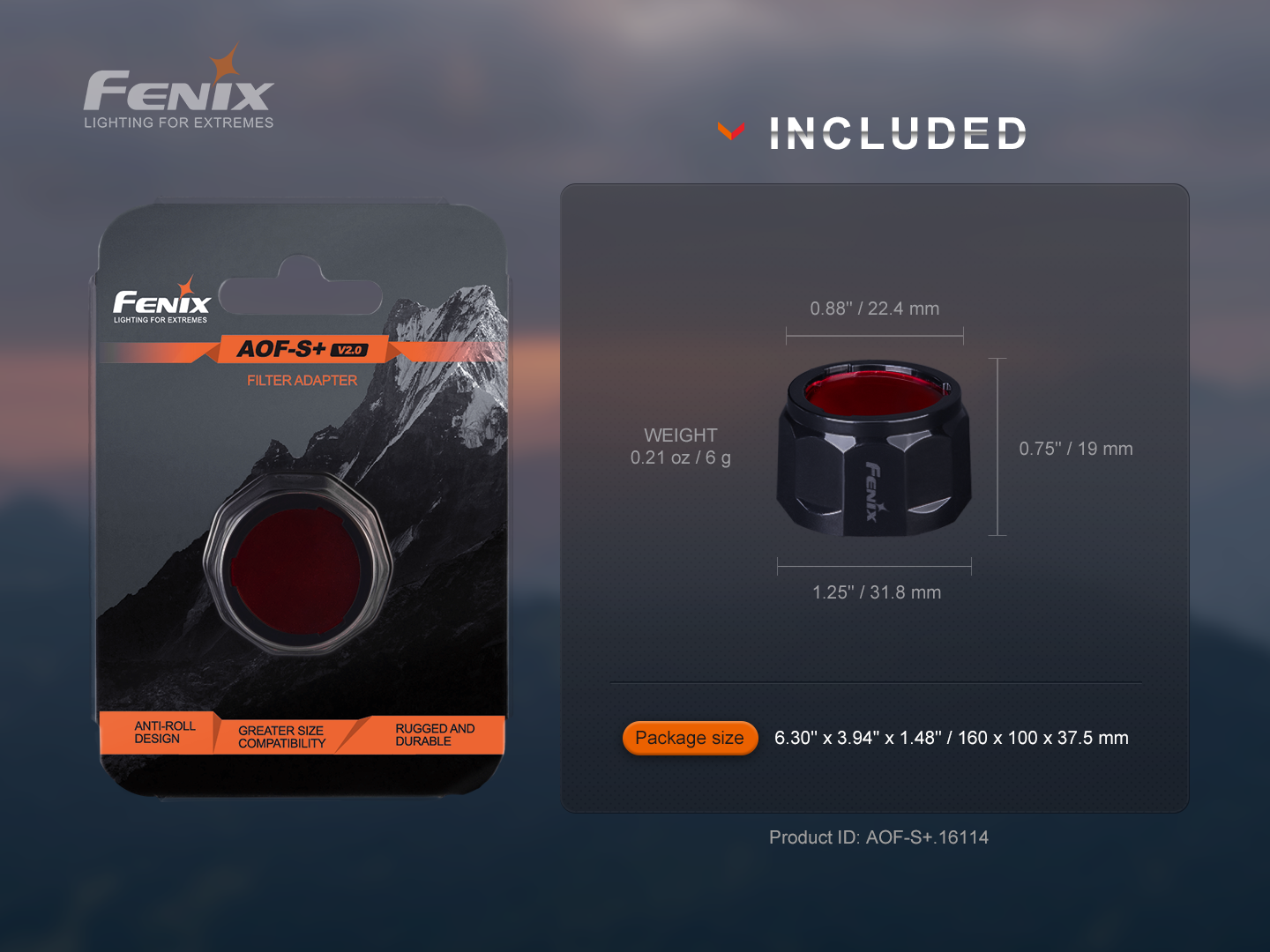 Fenix AOF S+ V2 Red Filter Adapter for Tactical Flashlights - Perfect for Hunting, Camping & Night Vision Protection