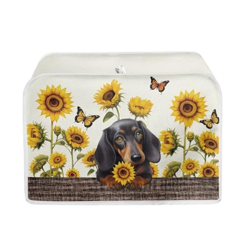 Dachshund Sunflower Butterfly-White