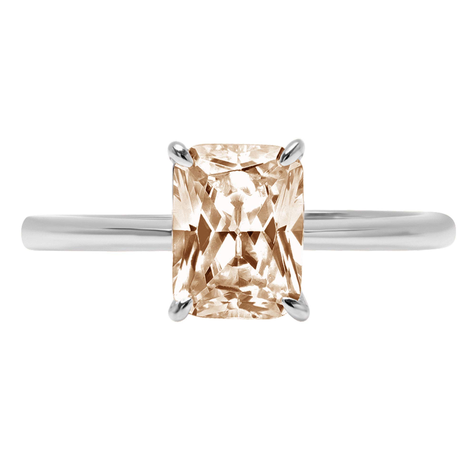 1.0 ct Champagne Simulated Diamond Engagement Ring - 18K White Gold Solitaire Bridal Ring for Women | Wedding, Anniversary, Promise Gift | Elegant & Timeless Jewelry for Special Occasions