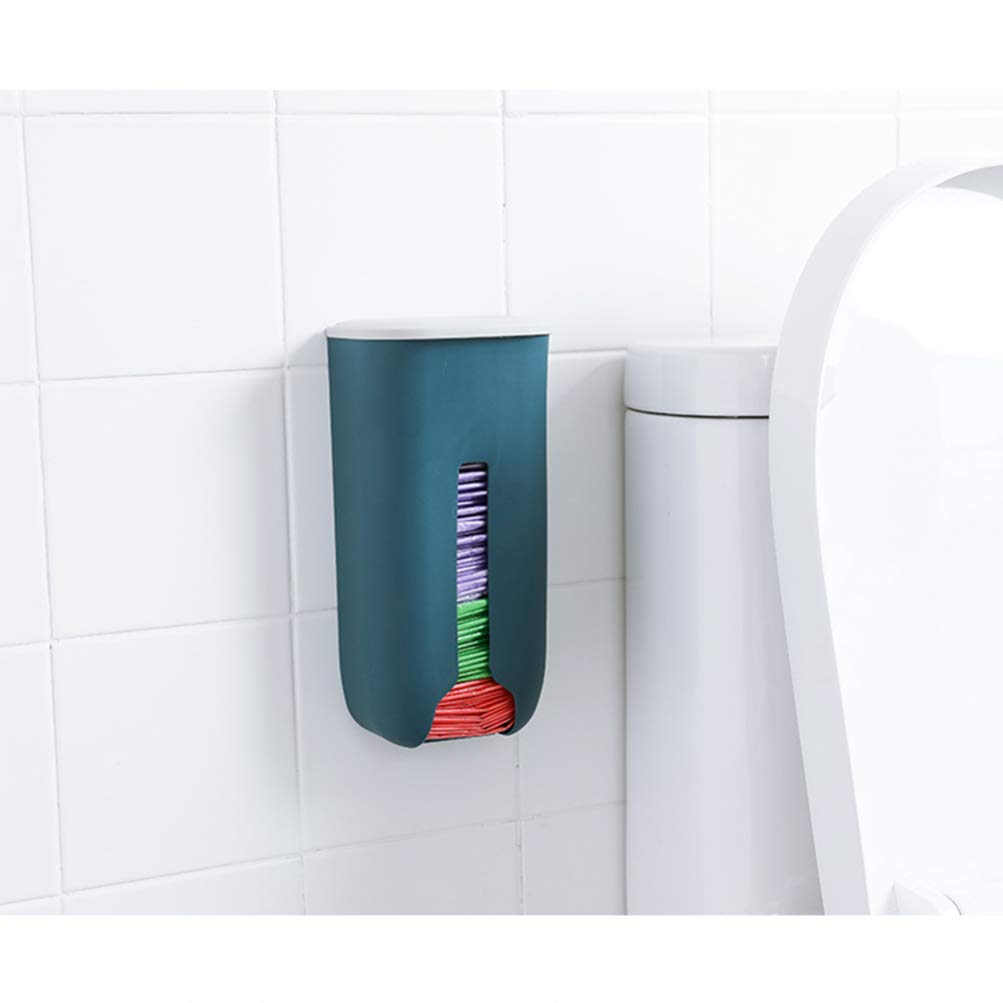 Housoutil Wall-Mounted Plastic Bag Holder & Dispenser - Dark Blue Grocery Bag Organizer for Kitchen, Pantry, and Laundry Room - Space-Saving Storage Solution for Plastic Bags