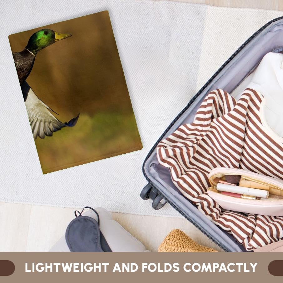 3D Rose Printed Towel - Mallard Drake Flying Duck Design - Soft Absorbent Bath & Beach Towel for Home, Pool, Gym, and Outdoor Activities