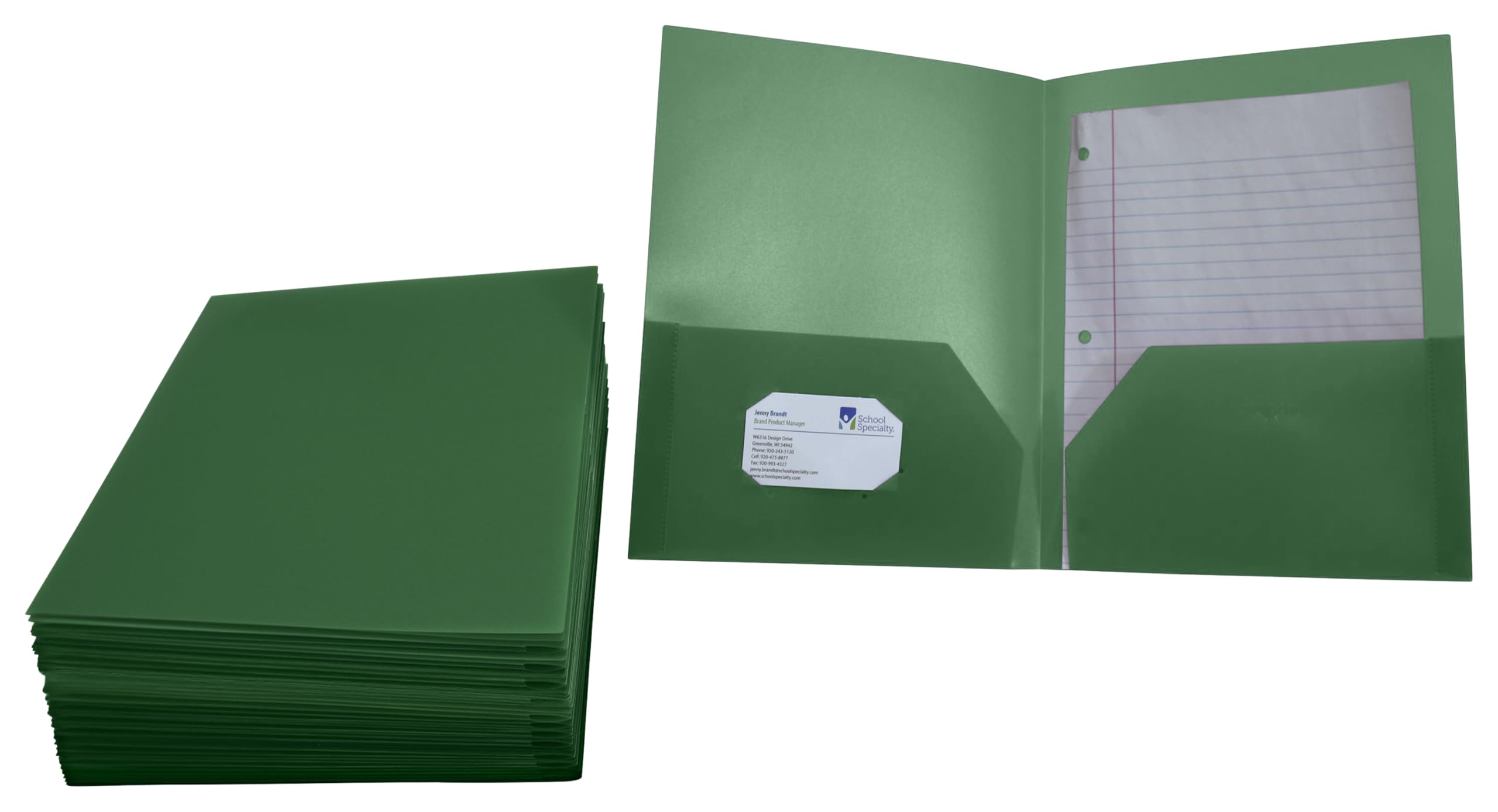 School Smart 2-Pocket Poly Folders, Green, Pack of 25 - Durable Plastic Folders for Classroom Organization, Homework, and Document Storage
