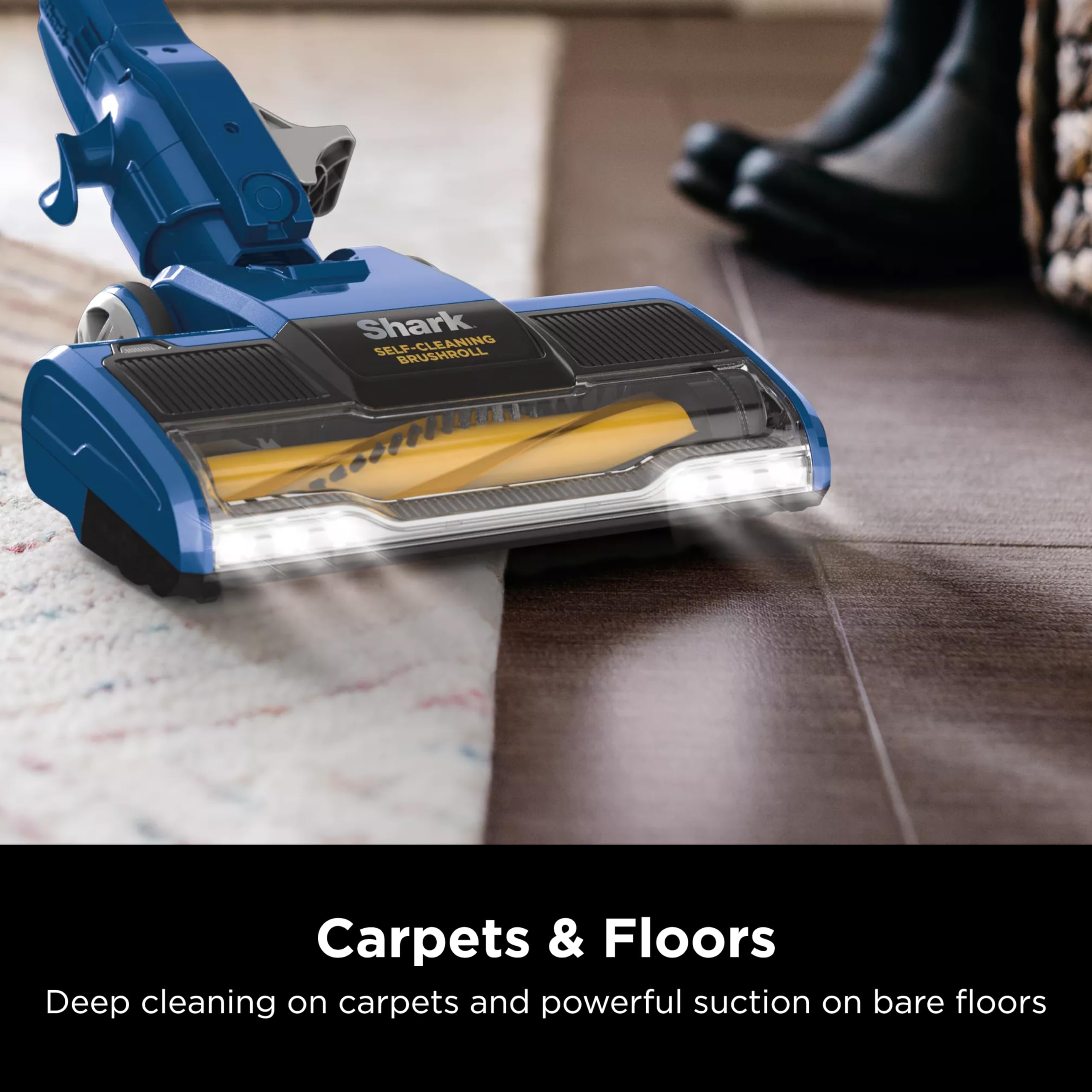 Shark HV343AMZ Rocket Corded Stick Vacuum - Lightweight, Self-Cleaning Brushroll for Pet Hair, Converts to Handheld with Crevice & Upholstery Tools (Blue/Silver) - Ideal for Hard Floors, Carpets & Pet Owners