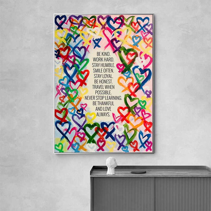Modern Be Kind and Love Always Canvas Wall Art - Inspirational Home Decor for Living Room, Bedroom & Office - Perfect Gift for Housewarming, Wedding & Holidays
