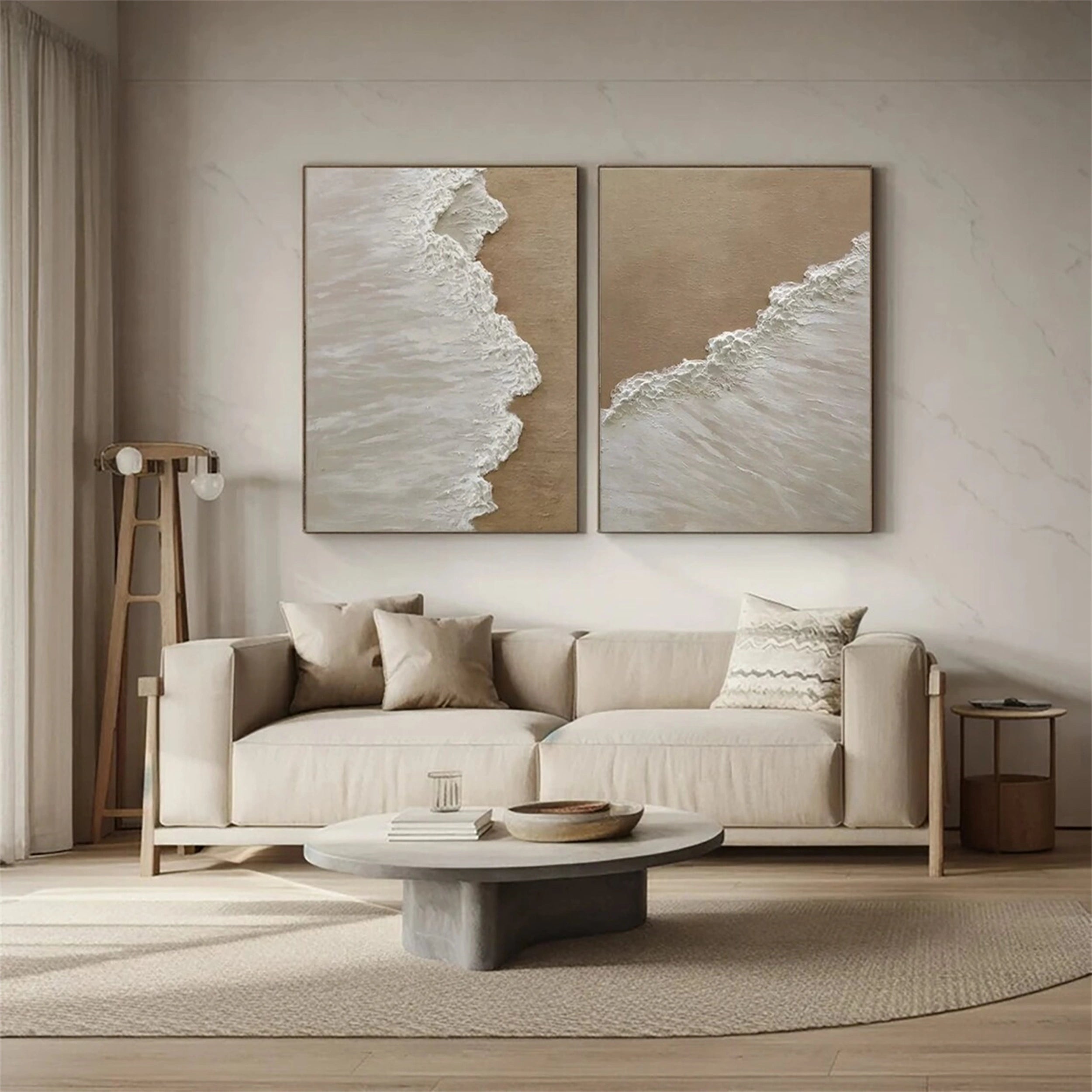 Ocean and Sky Painting Set of 2 - Beautiful Wall Art for Living Room & Bedroom Decor - #OS109 | Coastal Landscape Artwork for Home & Office