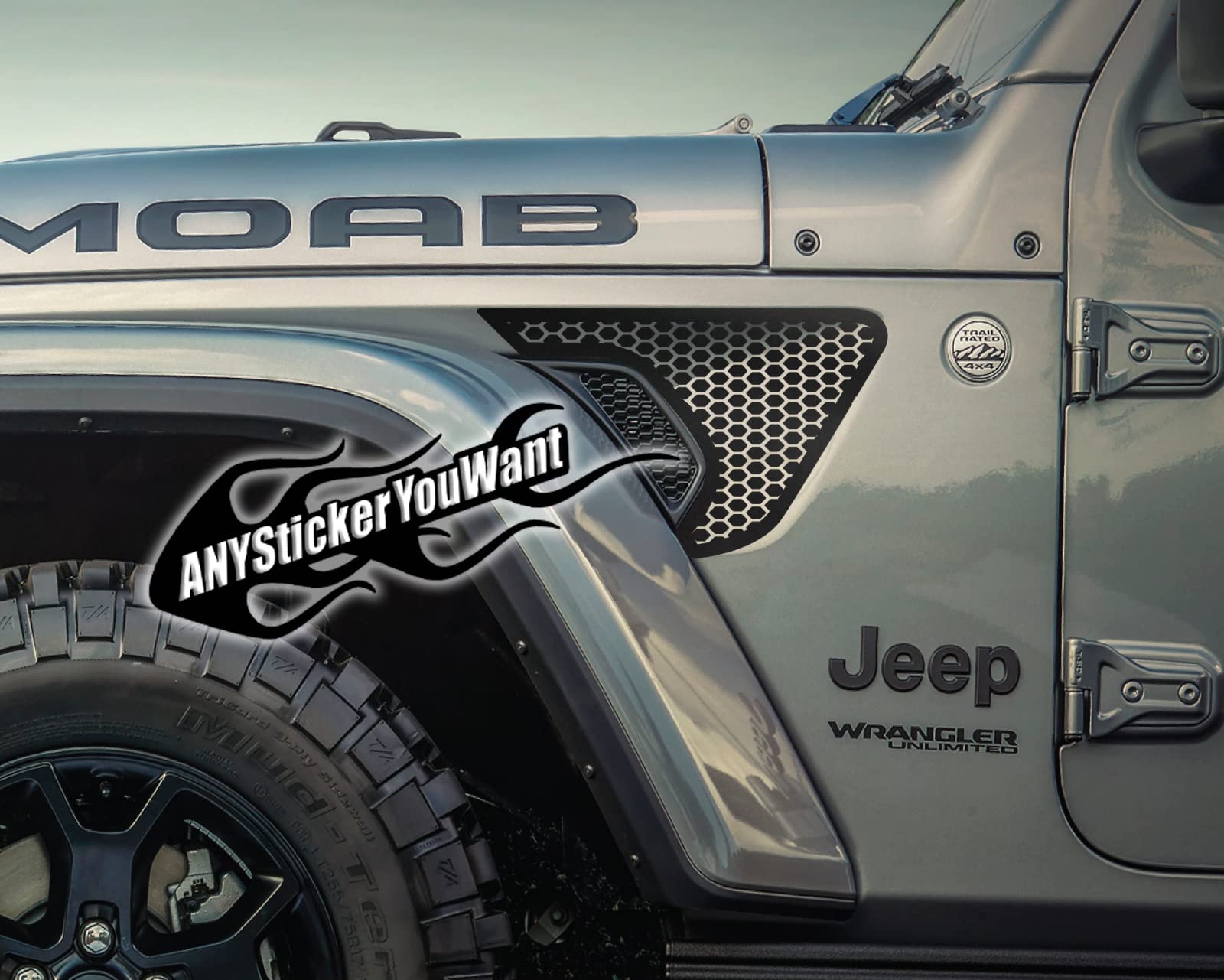 Hexagon Grid Fender Vent Vinyl Decal Sticker for Jeep Wrangler JL & Gladiator JT (2018-2024) - Custom Color Options - Durable Weatherproof Design - Perfect for Off-Road Adventures & Jeep Customization