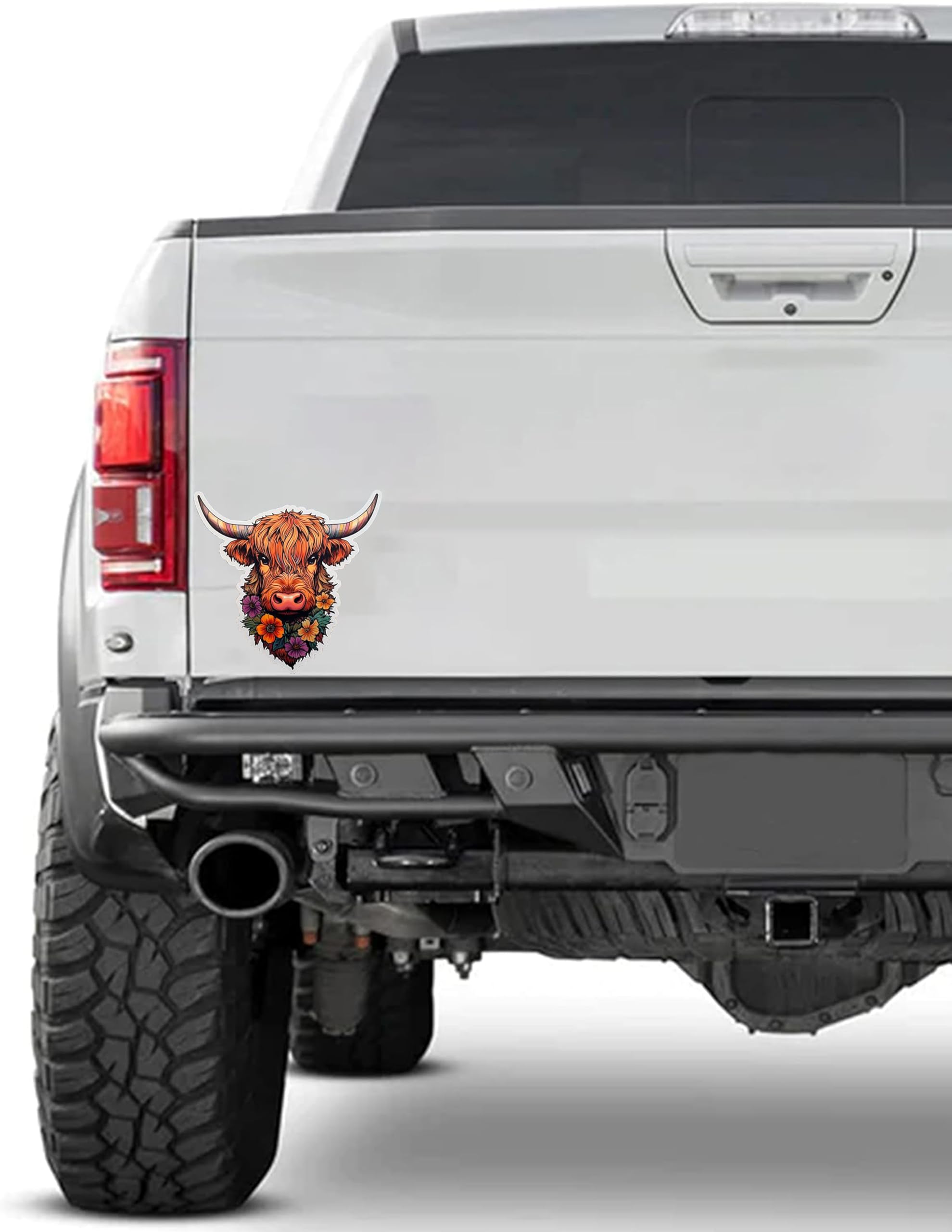 Floral Highland Cow Vinyl Decal - 5 Inch Waterproof Sticker for Laptops, Tablets, Water Bottles, Cars | Cute Aesthetic Decoration for Home, Office, School, Travel Accessories