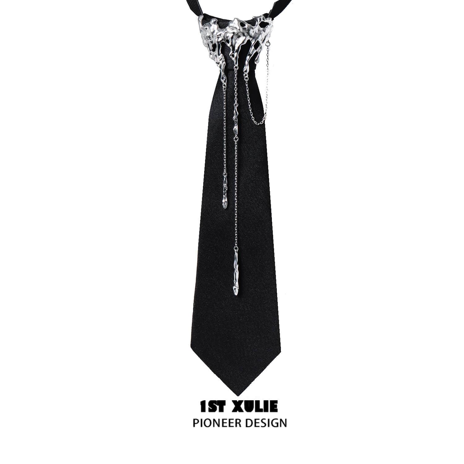 Lucifer 18K Gold Plated Tassel Necktie for Men - Elegant Formal & Wedding Accessories - Perfect for Business, Prom, and Special Occasions