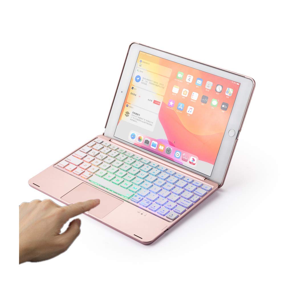 Backlit Keyboard Case for iPad 10.2 (7th Gen) & iPad Air 10.5 with Multi-Color LED Touchpad - Rose Gold Protective Cover for iPad 2019 Models | Perfect for Work, Study & Travel
