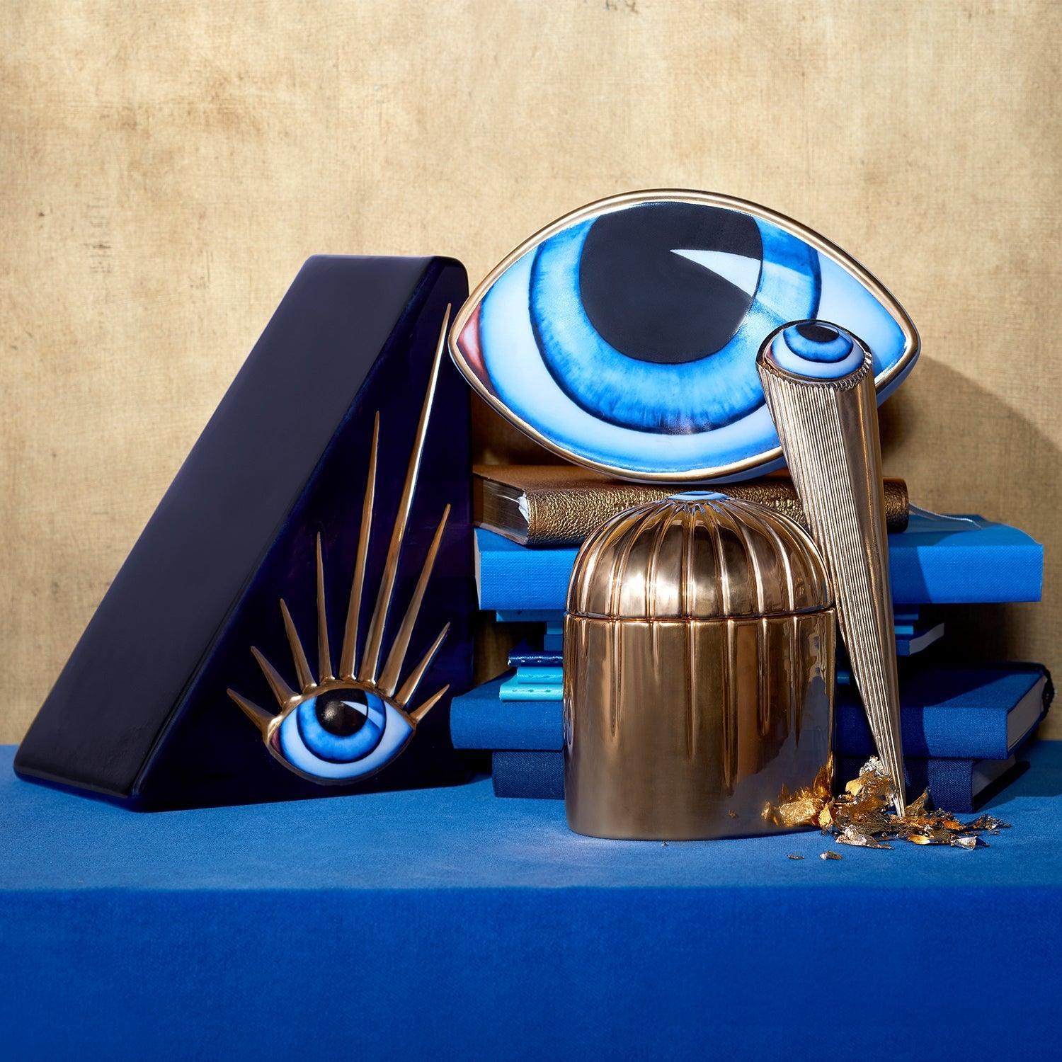 Blue Lito Bookend - Decorative Book Holder for Shelves, Desks & Home Office Organization - Perfect for Books, Magazines & Displaying Decor