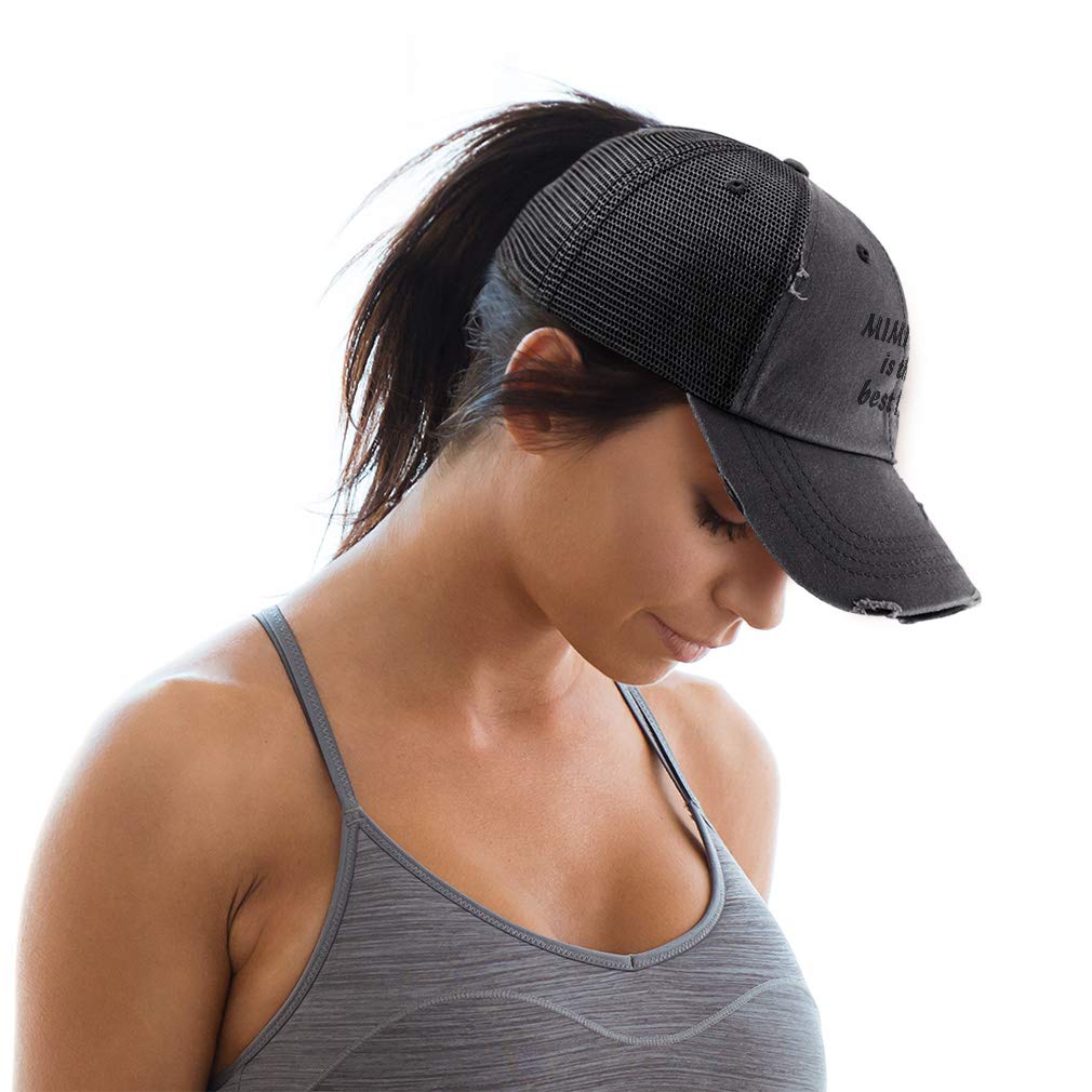 Women's Distressed Embroidery Trucker Hat - Stylish Ponytail Cap for Outdoor Activities, Sports & Casual Wear