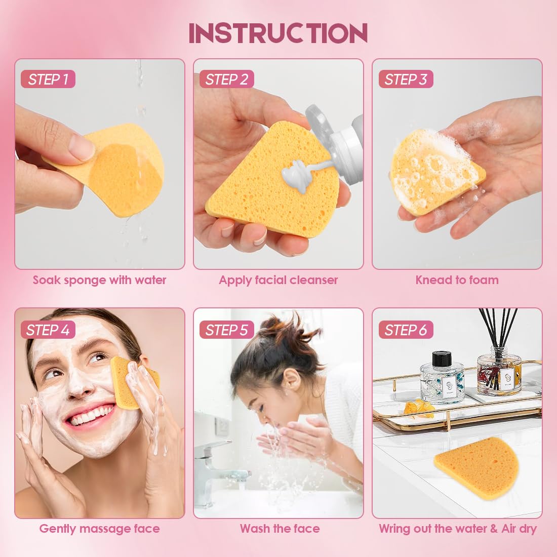 AIDEA 96 Count Compressed Facial Sponges - Natural Cosmetic Makeup Sponges for Cleansing, Exfoliating & Makeup Removal | Soft Face Wash Sponges | Travel-Friendly Beauty Essentials for Women | Perfect for Daily Skincare & On-the-Go Makeup Touch Ups